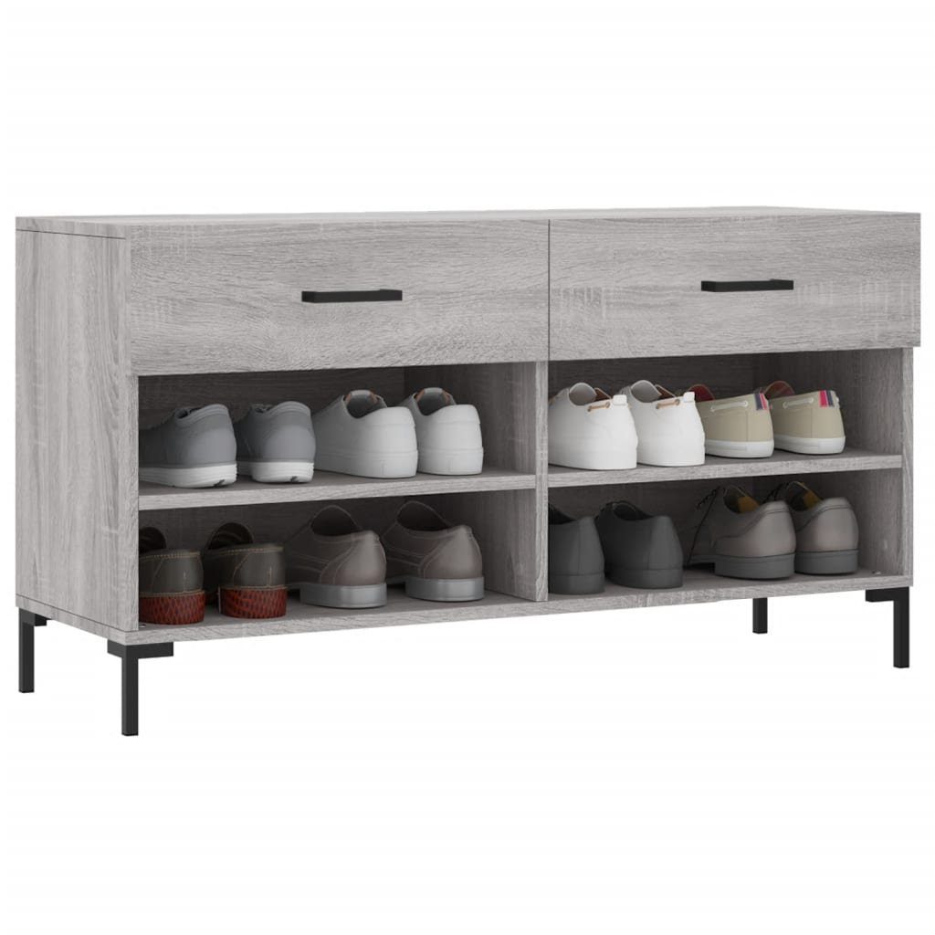vidaXL Schuhschrank NA Schuhregal Schuhbank Grau Sonoma 102x35x55 cm Spanplatte