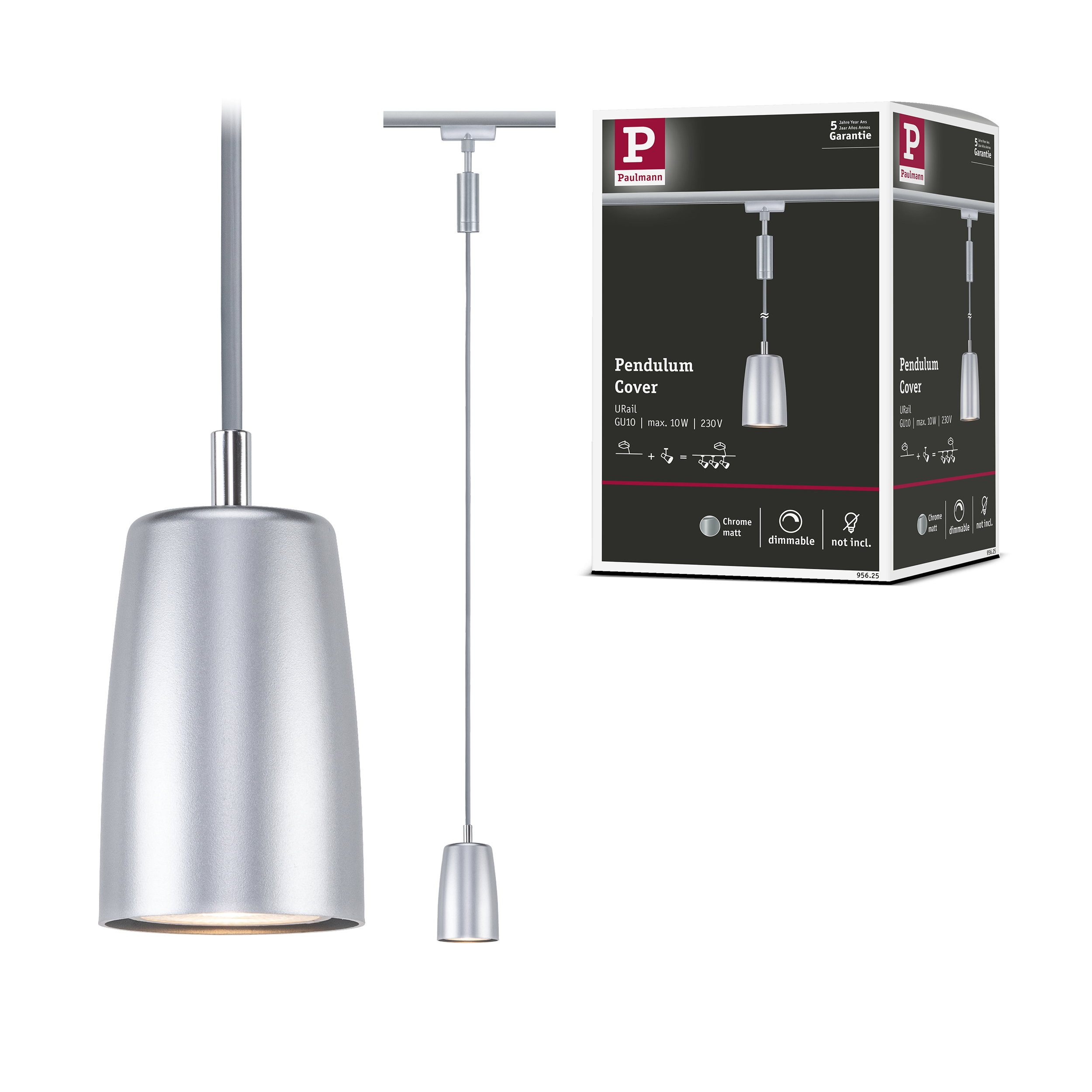 Paulmann Schienensystem-Leuchten URail Pendel Cover GU10 max. 10W dimmbar 230V Chrom matt