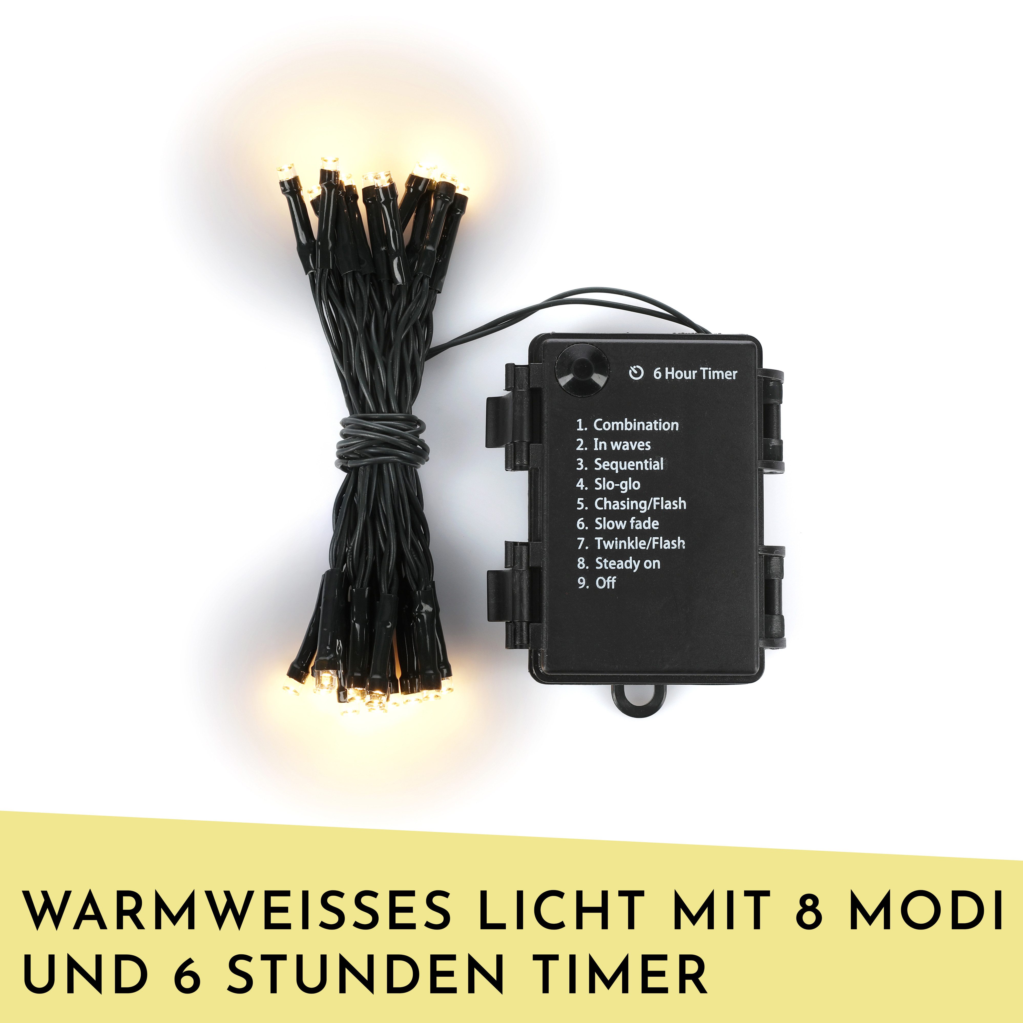 Nordstern LED-Lichterkette WarmWeiß von 24 bis 1.200 LED Weihnachtsdeko für Innen und Außen, Batteriebetrieben 24 LED - 1,8 m für Weihnachtsbaum