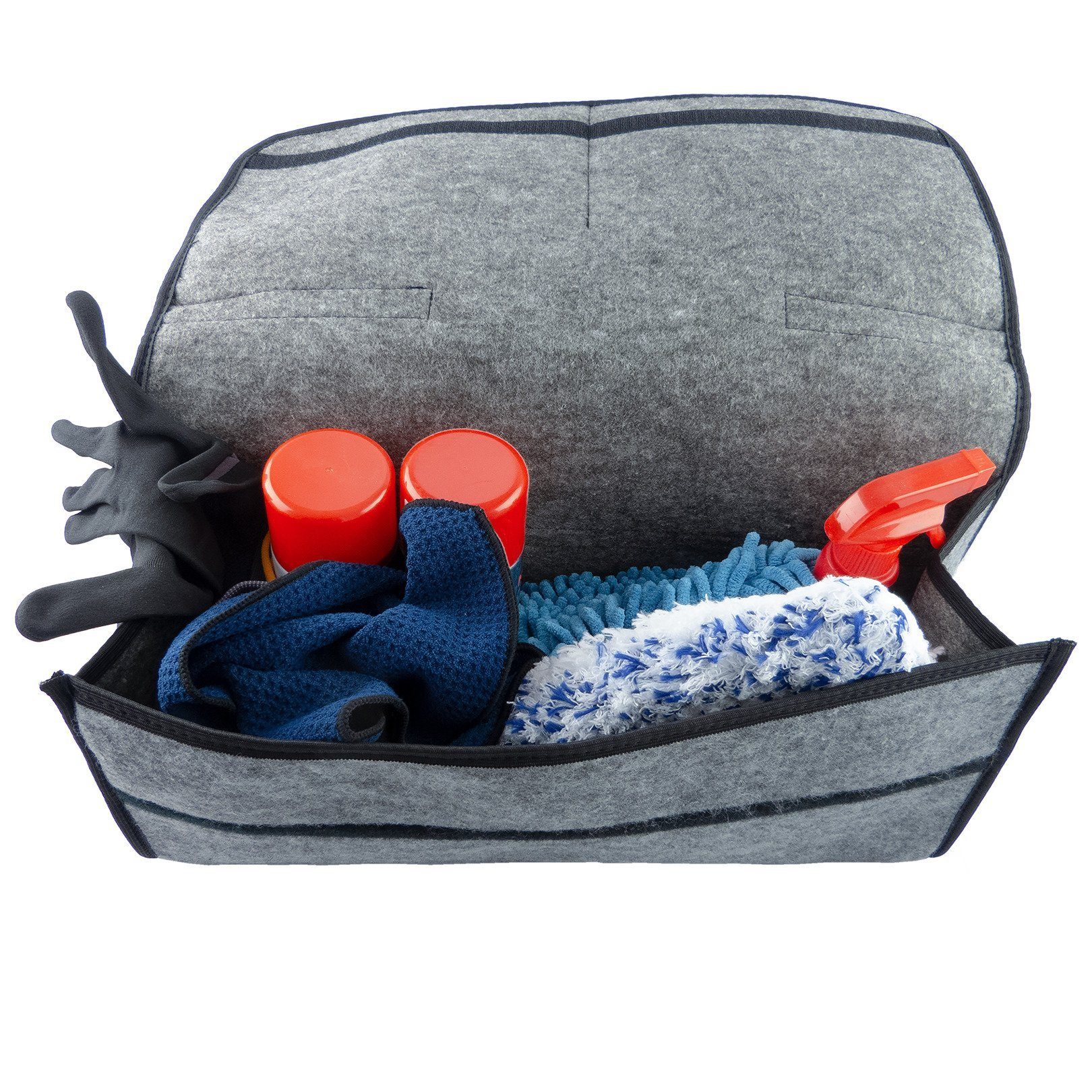 L & P Car Design Organizer Kofferraumtasche Auto in grau mit schwarzem Saum – Bild 3 von 5
