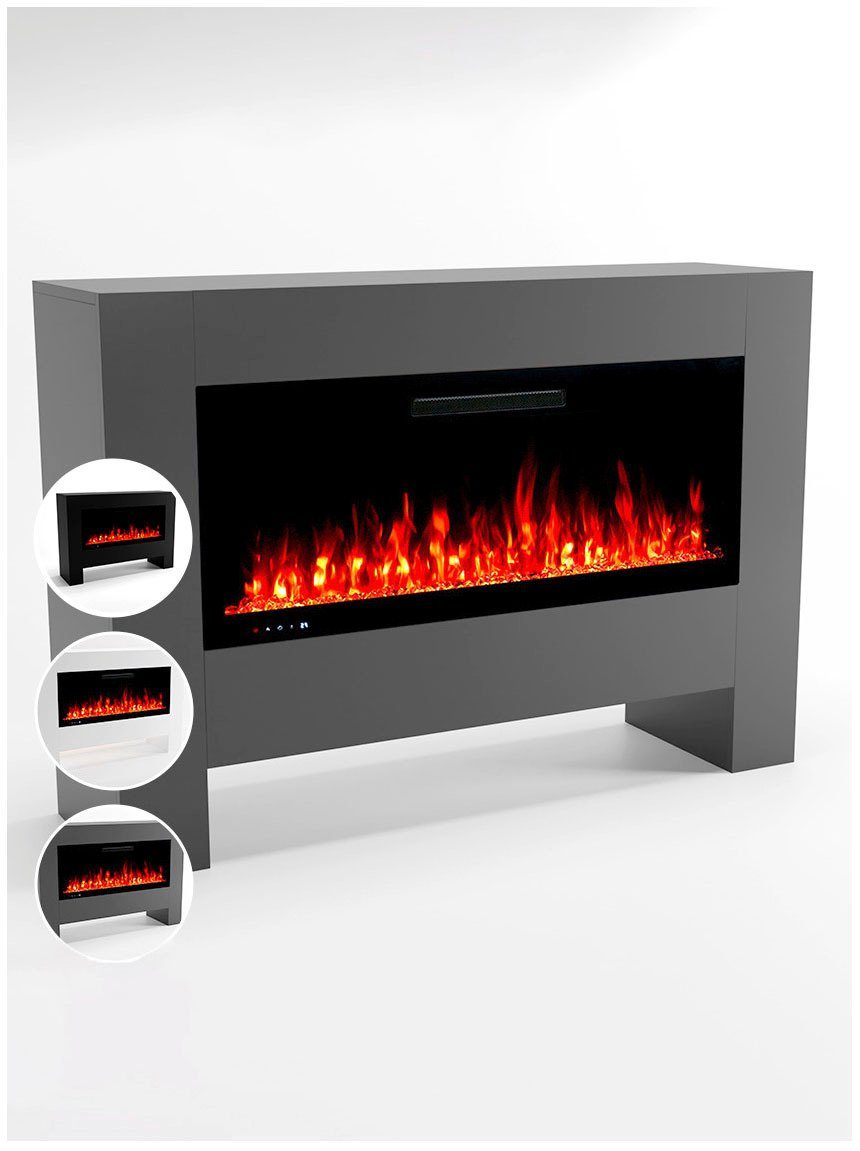 GLOW FIRE Heizung, mit Heizung Inside mit mit 3D LED«, Elektrischer Feuer »Hermes 106 Kamin Kamin LED grau Elektrokamin