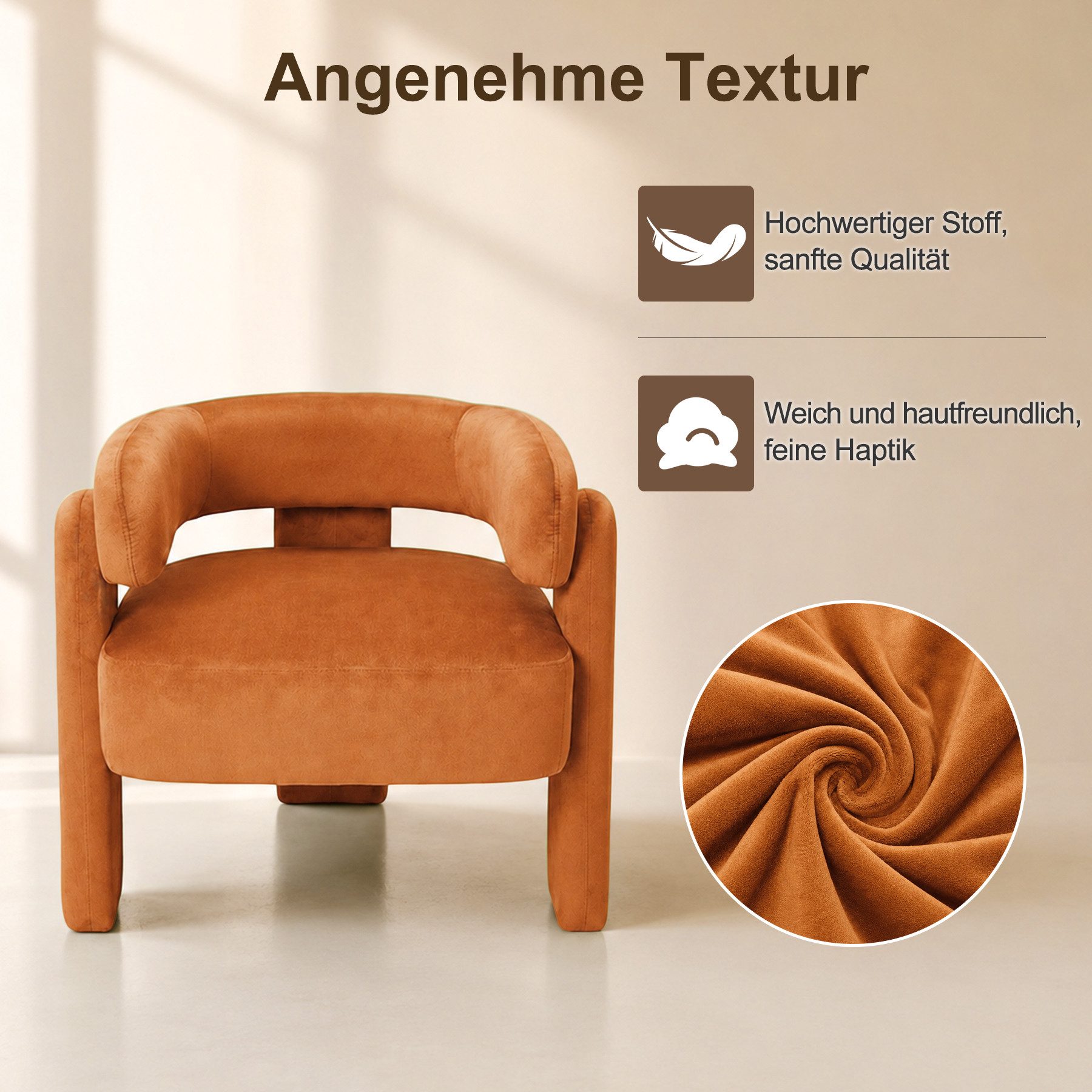 HomeMiYN Sessel Moderner sessel für Wohnzimmer und Schlafzimmer – Eleganter Samtsessel (1-St), Eleganter Ohrensessel für Wohnzimmer, Schlafzimmer bis 120 kg – Bild 4 von 5