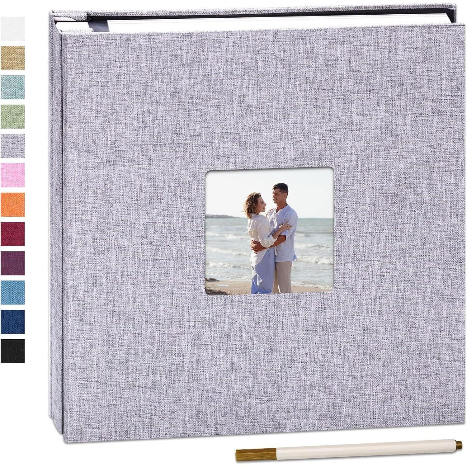 LuxusKollektion Fotoalbum Großes Selbstklebendes Fotoalbum mit Leineneinband, 60 weiße