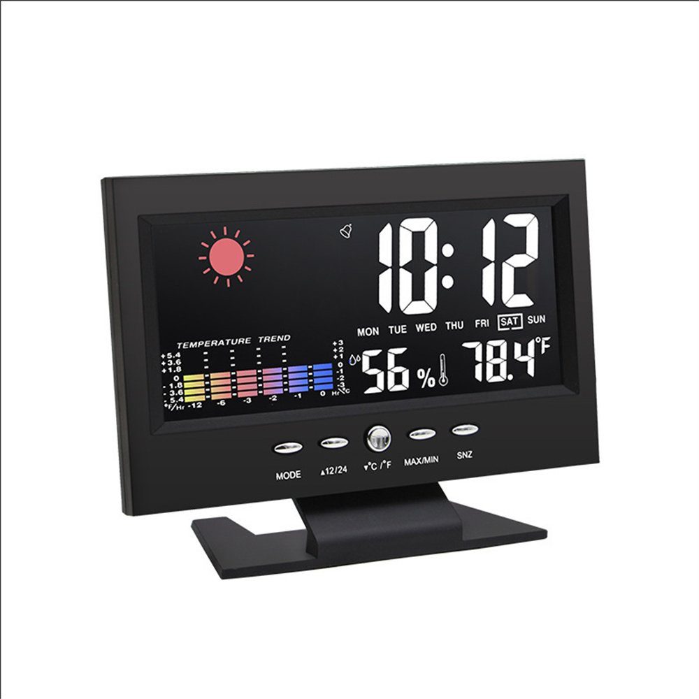 Dekorative Wecker Digital Uhr, Luftfeuchtigkeitsanzeige Wetterwecker, Wecker LED-Wecker, und mit Wecker Multifunktions Temperatur