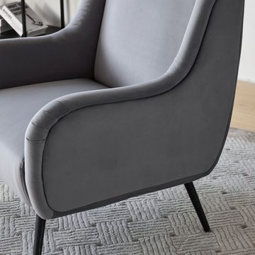 Tongtong Sessel mit hoher Rückenlehne, Freizeitstuhl, Einzelsofastuhl (Einzelsofastuhl), grau
