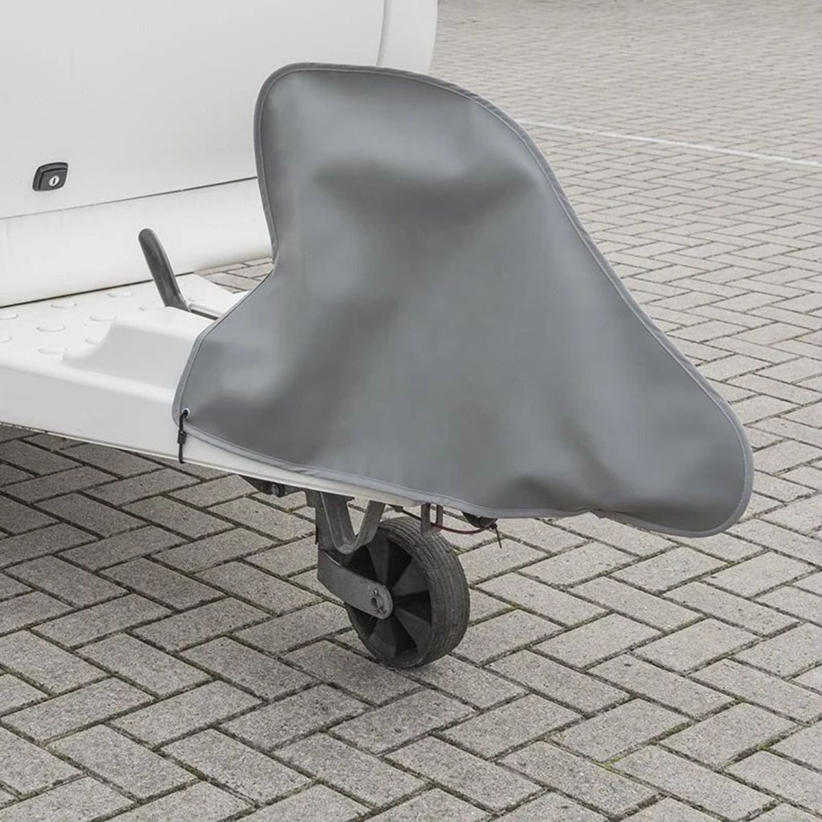 ProPlus Regenschutzplane Schutzplane für Deichsel und Kupplung in Grau Anhänger - Schutzhülle, inkl. Befestigungskordel