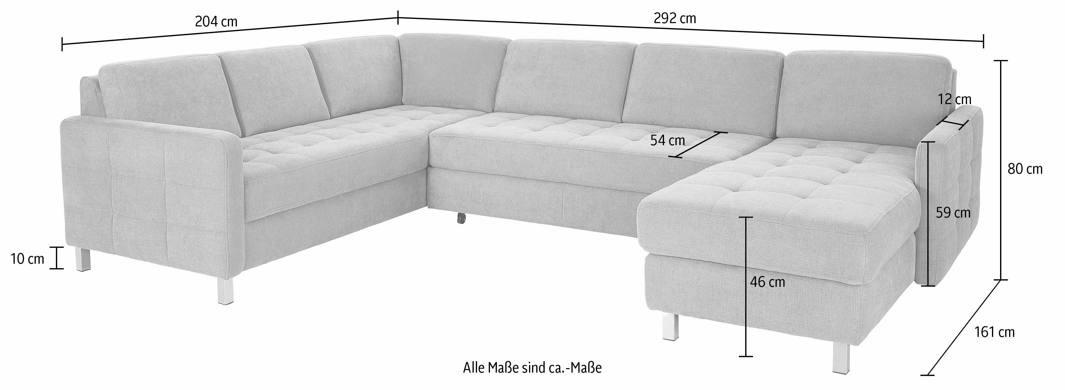 sit&more Wohnlandschaft Pablo U-Form, wahlweise mit Bettfunktion und Bettkasten