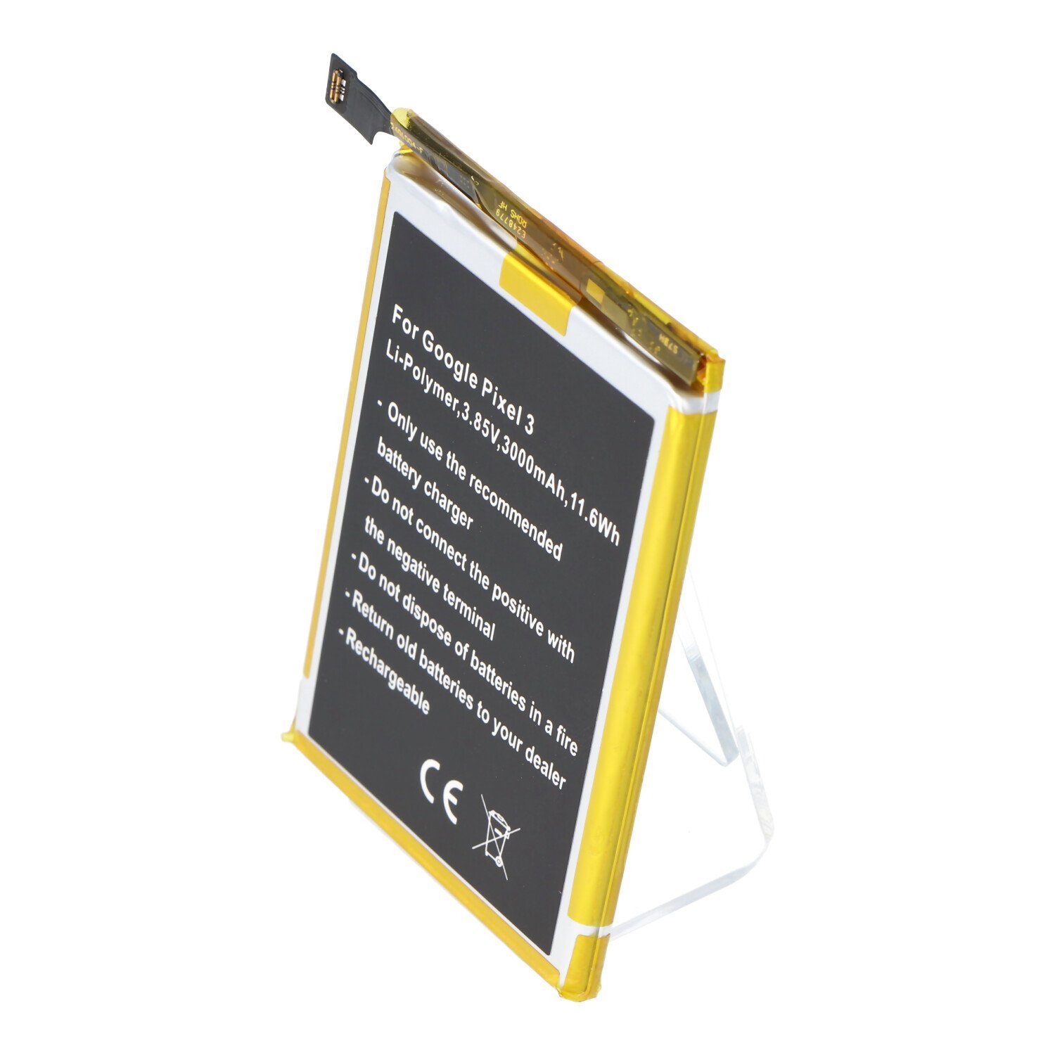 Akku passend für Google Pixel 3, Li-Polymer, 3,85V, 3000mAh, 11,6Wh, Akku