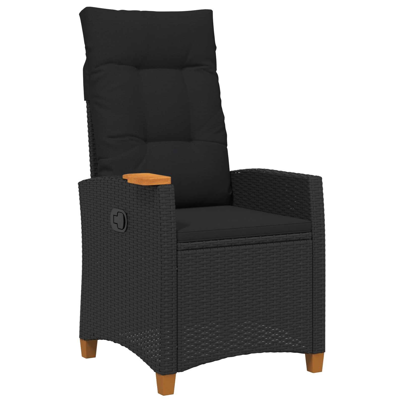 vidaXL Gartenstuhl Liegestuhl mit Teeteller Schwarz Poly-Rattan (1 St)
