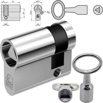 BASI Schließzylinder Dreikant- Halbzylinder 8 mm mit Schlüssel