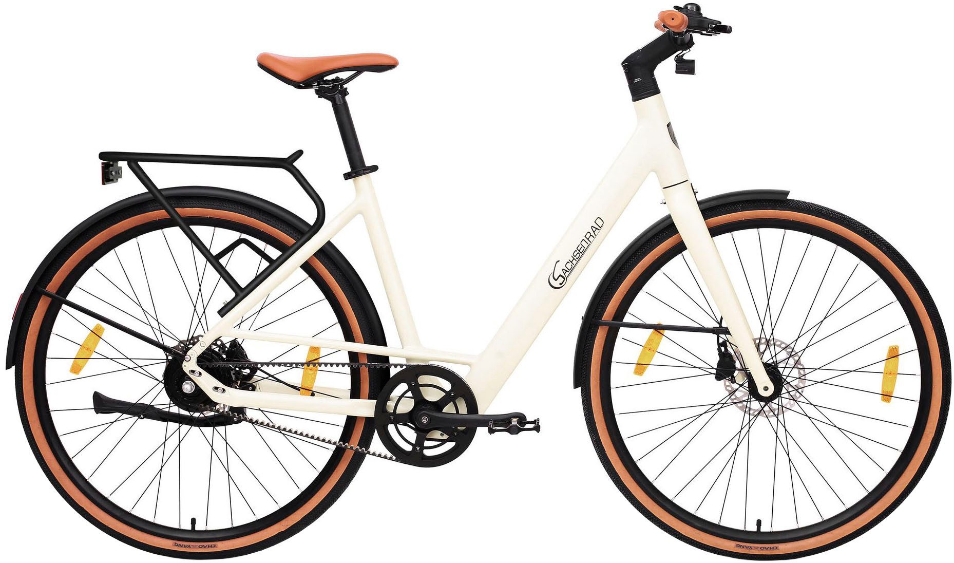 SachsenRad E-Bike Cityrad C3V Roma II, 1 Gang, ohne Schaltung, Heckmotor, 360 Wh, (leichte 16 kg, ohne Gepäckträger und Schutzblech), KI-Unterstützung, Riemenantrieb, Tiefeinsteiger, Alarmanlage