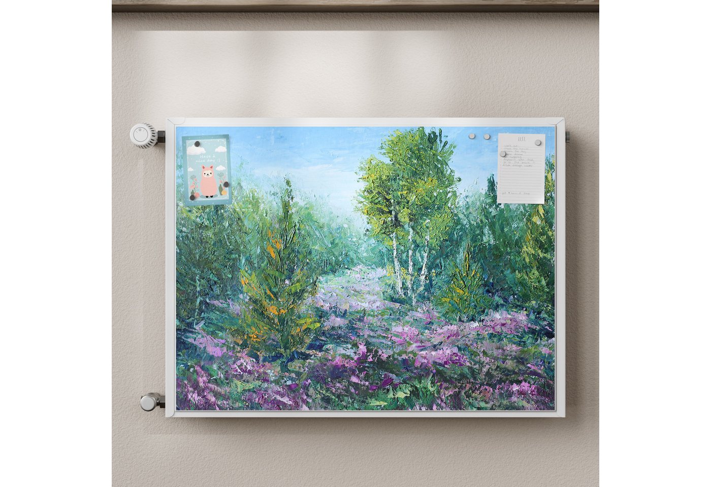 Thumbnail - DEQORI Magnetfolie 'Lebendiger Waldmorgen', beschreibbar Heizung Magnetmatte magnetisch Magnetfolie