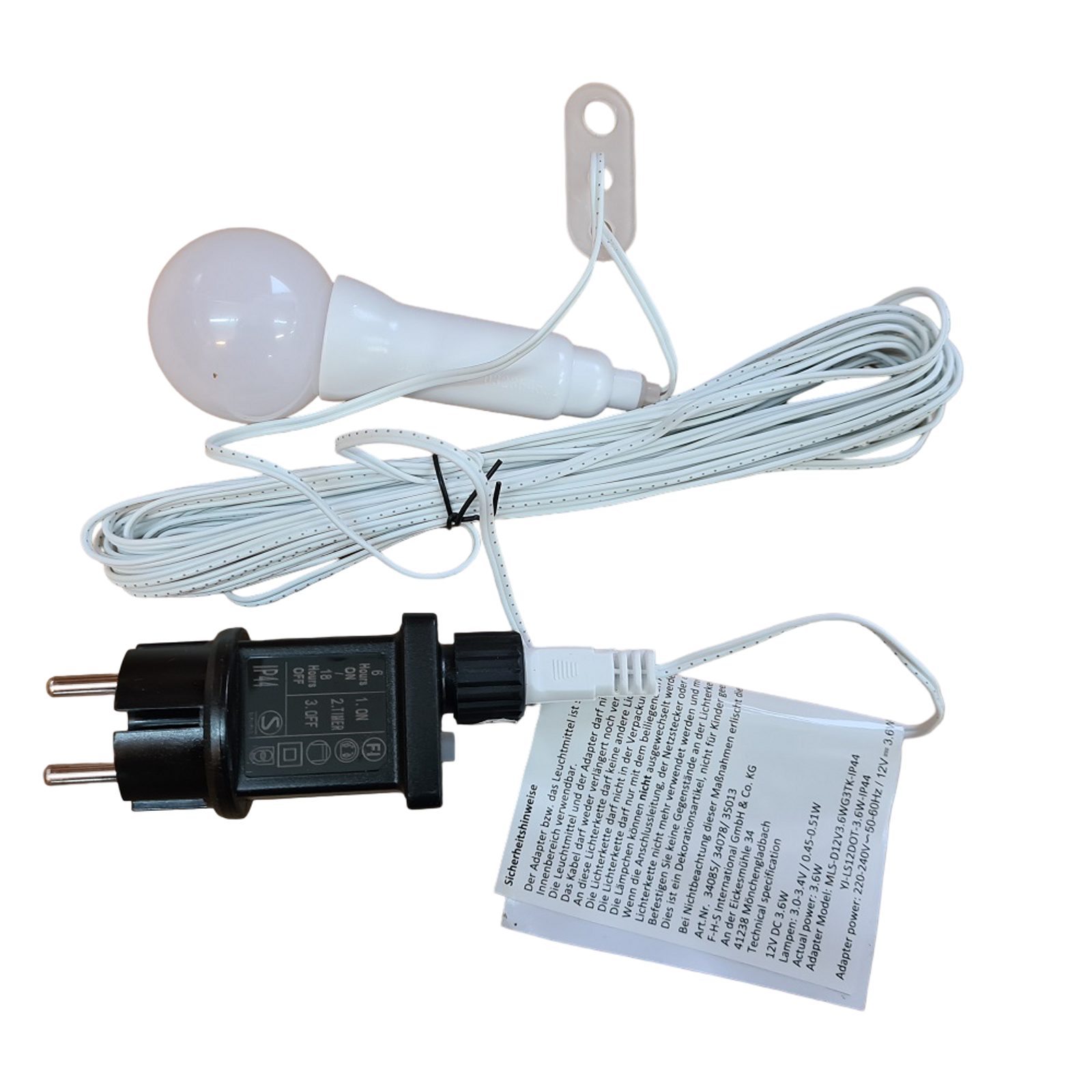 F-H-S International GmbH & Co. KG Lichterkette LED Stern Kunststoff weiß Ø58cm LED warmweiß Leuchtdeko Weihnachten Li, Stern