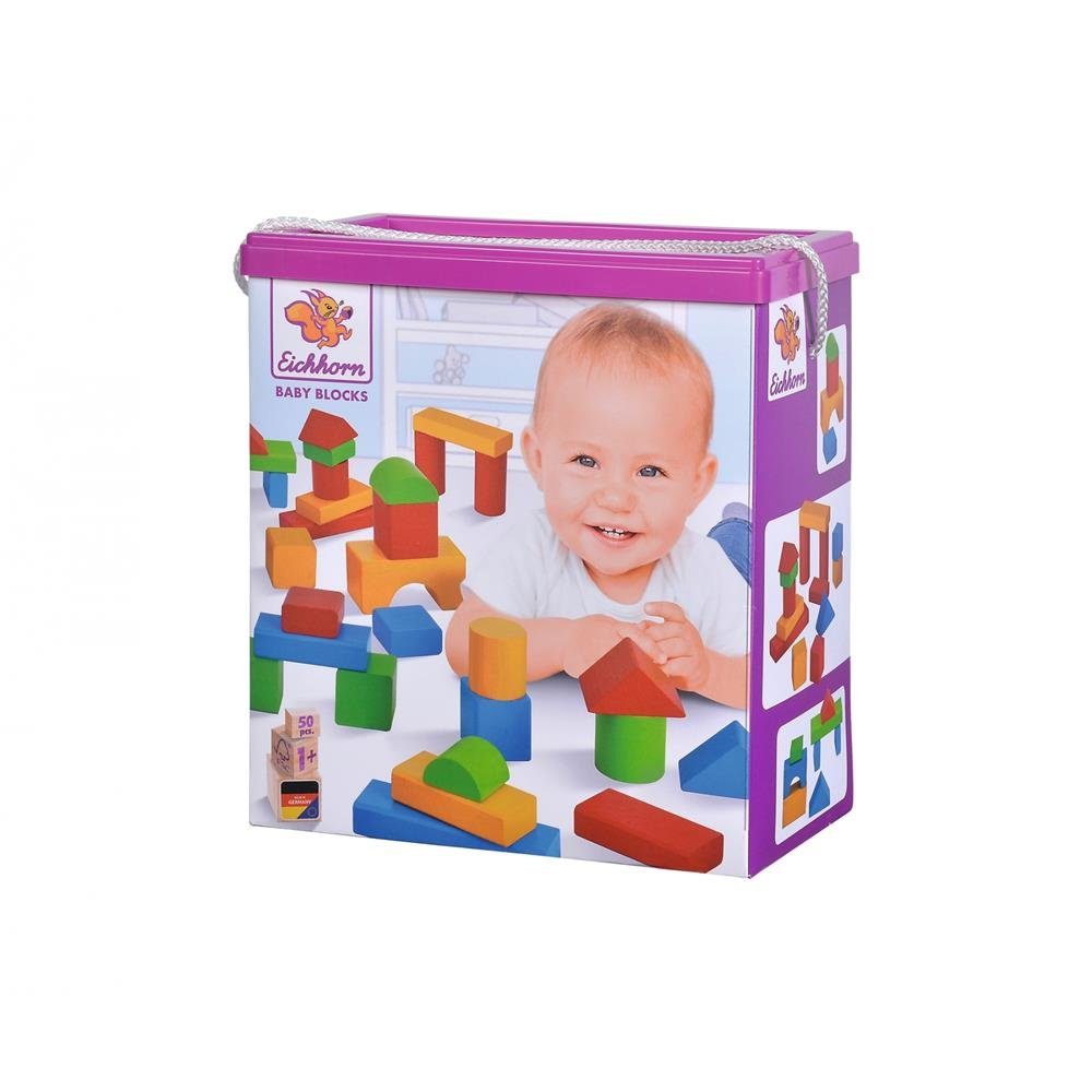 Eichhorn Bunte extra große Baby Holzbausteine Holzbaukasten, (50 St), Konstruktionsspielzeug Holzspielzeug