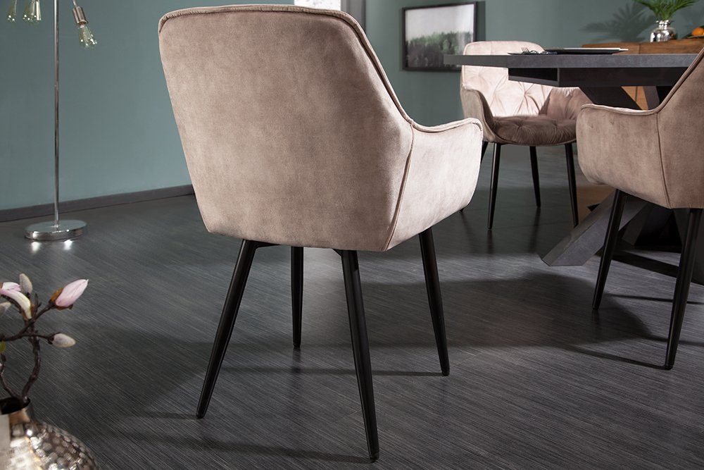 riess-ambiente Polsterstuhl MILANO champagner beige/schwarz - Samt, mit Arm günstig online kaufen
