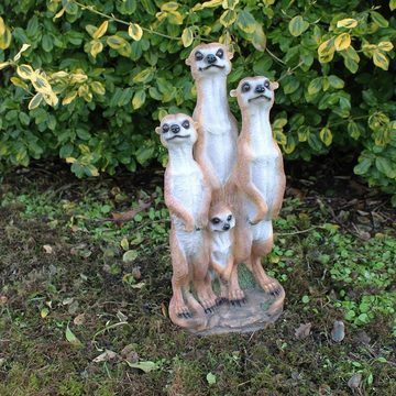 colourliving Dekofigur Erdmännchen Figur XL Erdmännchen Gartenfigur Familie Frettchen Deko, handbemalt, detailreich, dekorativ