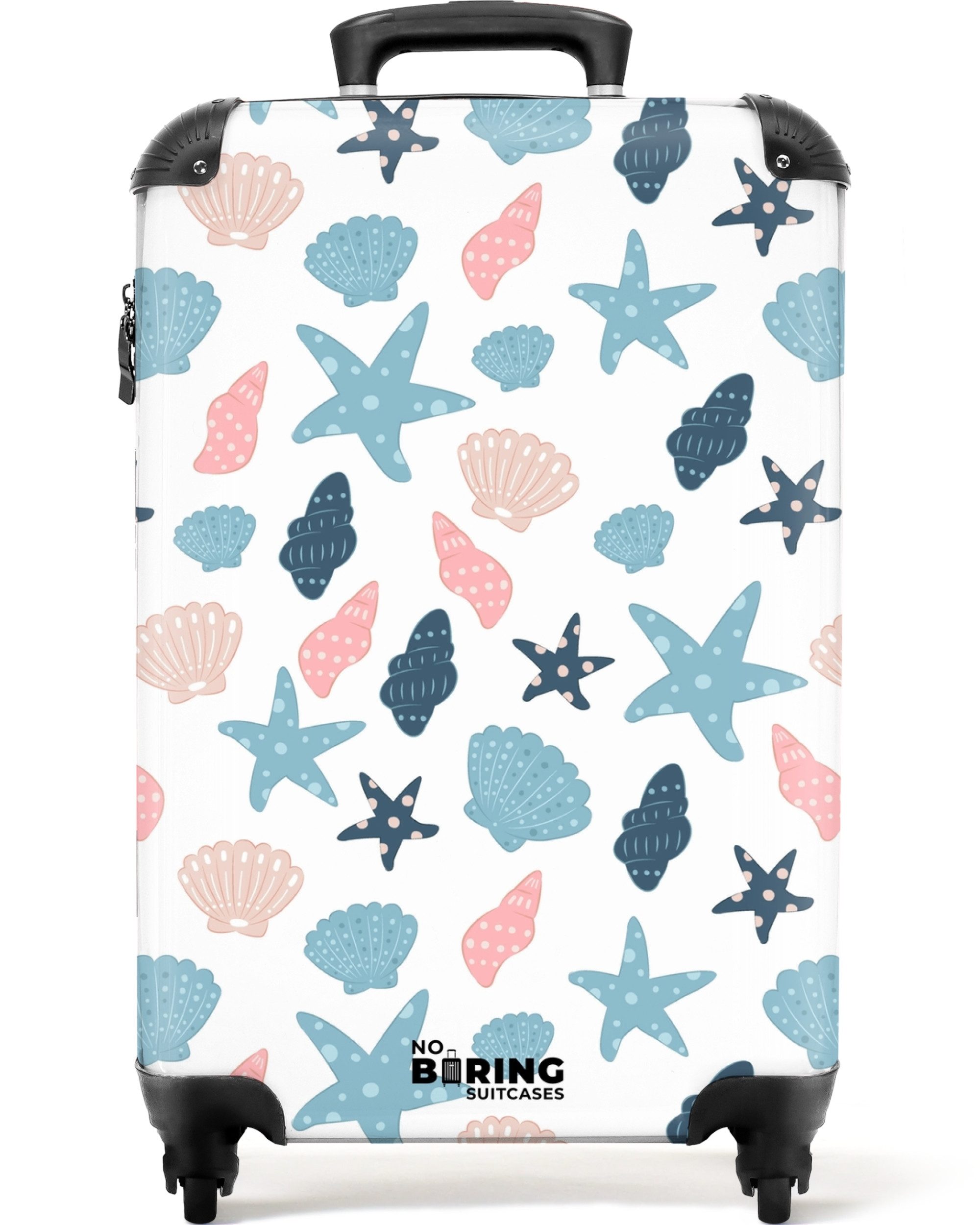 NoBoringSuitcases.com© Kinderkoffer Muschelmuster bunt 55x35x20cm, Kinder Koffer Klein, Trolley Handgepäck, Reisekoffer