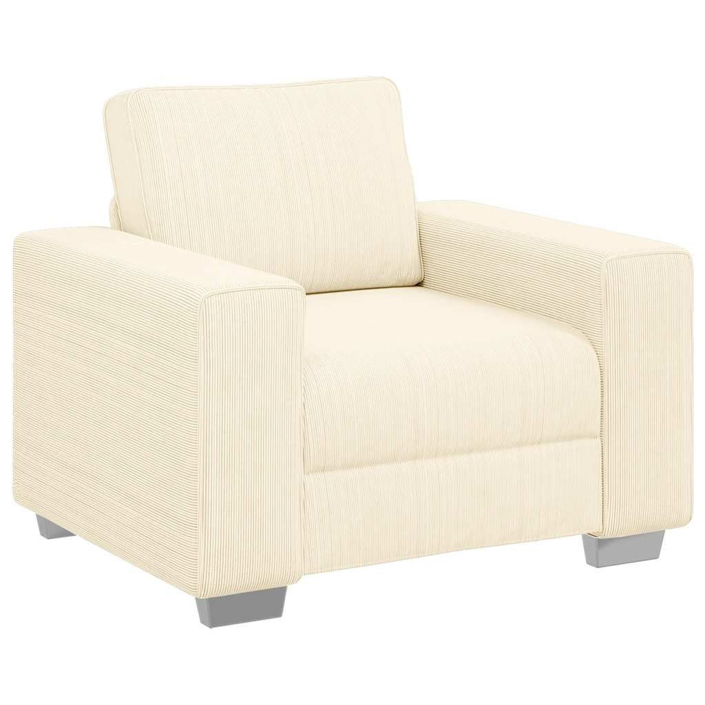 vidaXL Sofa Sessel Creme 60 cm Cordstoff, 9 Teile