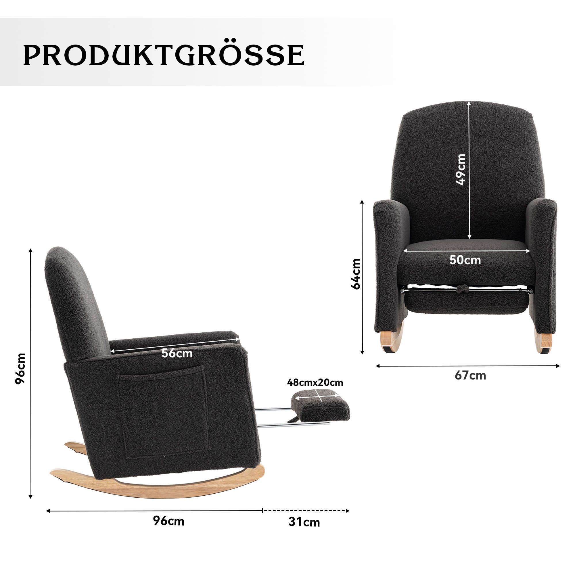 Celya Stuhl Schaukelstuhl Relaxsessel mit Hocker,110kg günstig online kaufen