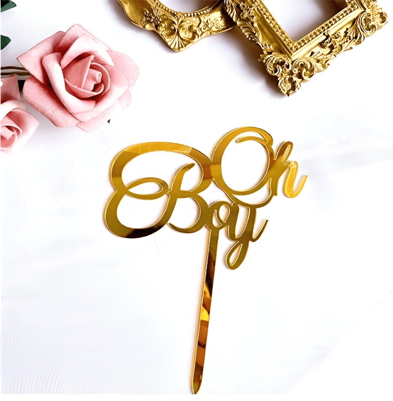 Festivalartikel Tortenstecker Oh Boy Topper Gold