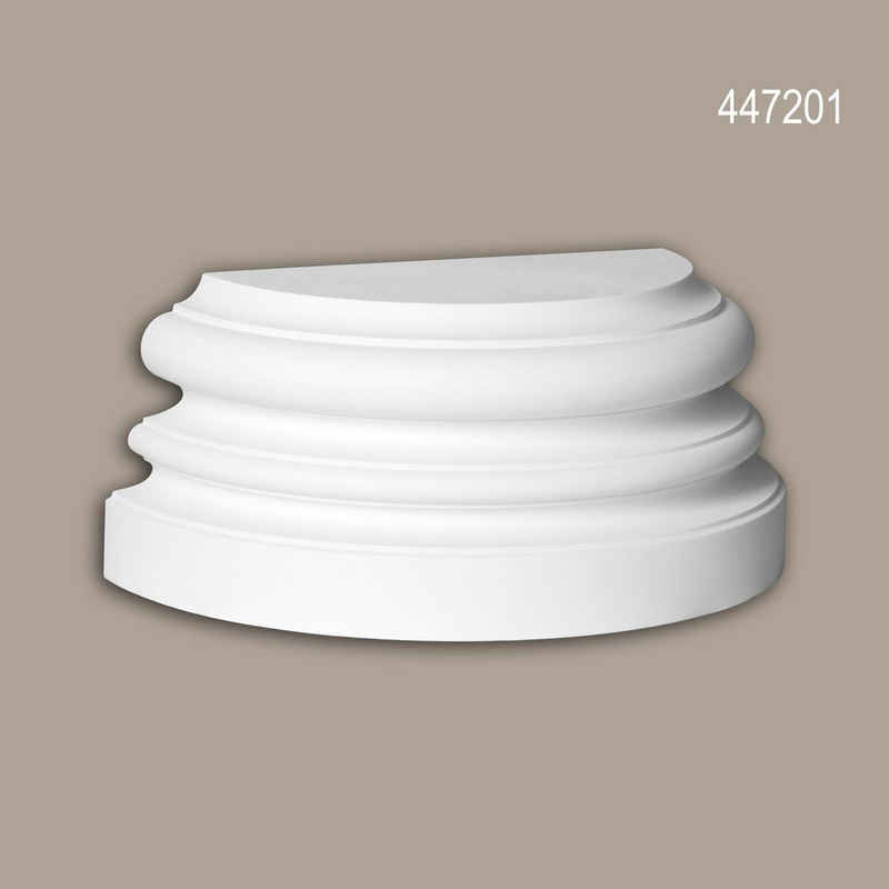 Profhome Wanddekoobjekt 447201 (Halbsäulen Sockel, 1 St., Fassadenstuck, Säule, Zierelement, Außenstuck), weiß, vorgrundiert, für Fassadendekoration, Stil: Ionisch
