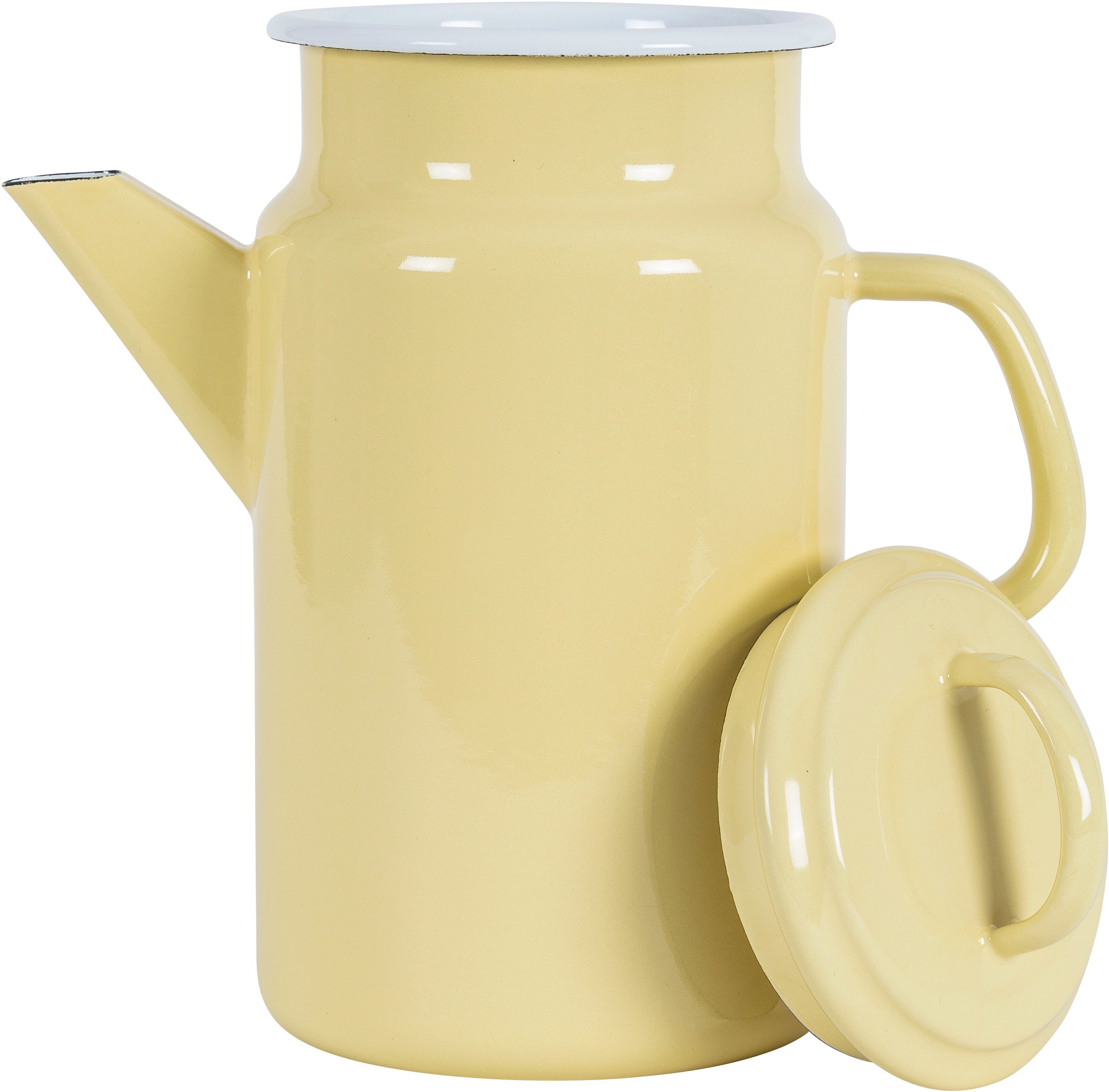 2 in Emaille, Nachhaltigkeit KOCKUMS® einer und Teekanne vereint Retro-Design Teekanne Jernverk, gelb l,