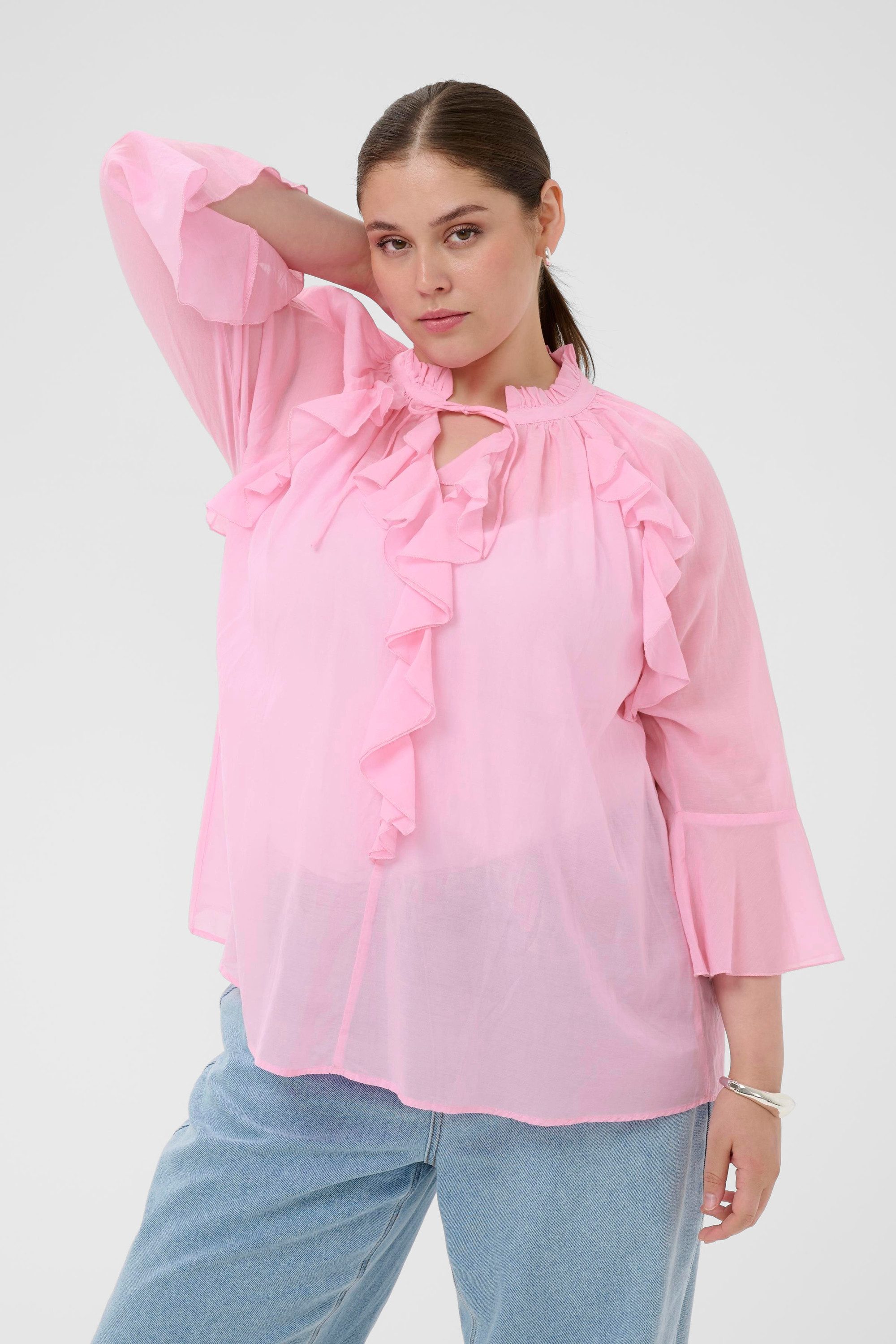 KAFFE Curve Langarmbluse Bluse langarm KCflori Große Größen