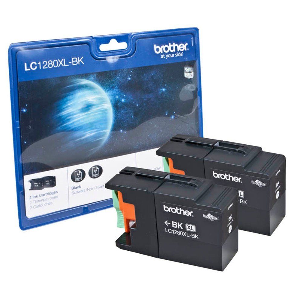 Brother 2 Tintenpatrone LC-1280XL je ca. 2.400 Seiten - black Tintenpatrone (1 Farbe (2 x LC-1280XLBK)