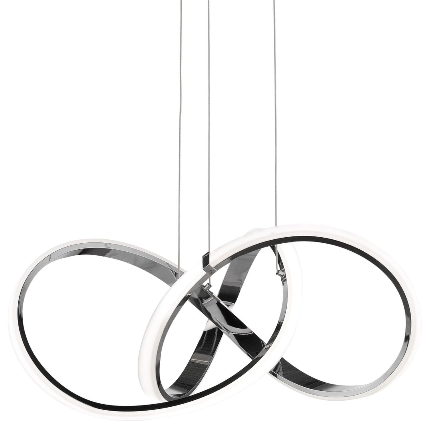 Licht-Erlebnisse Pendelleuchte FJORDA, LED fest integriert, Warmweiß, LED Metall 3000 K warmweiß 3014 lm 55 cm breit H: max. 117 cm in Chrom