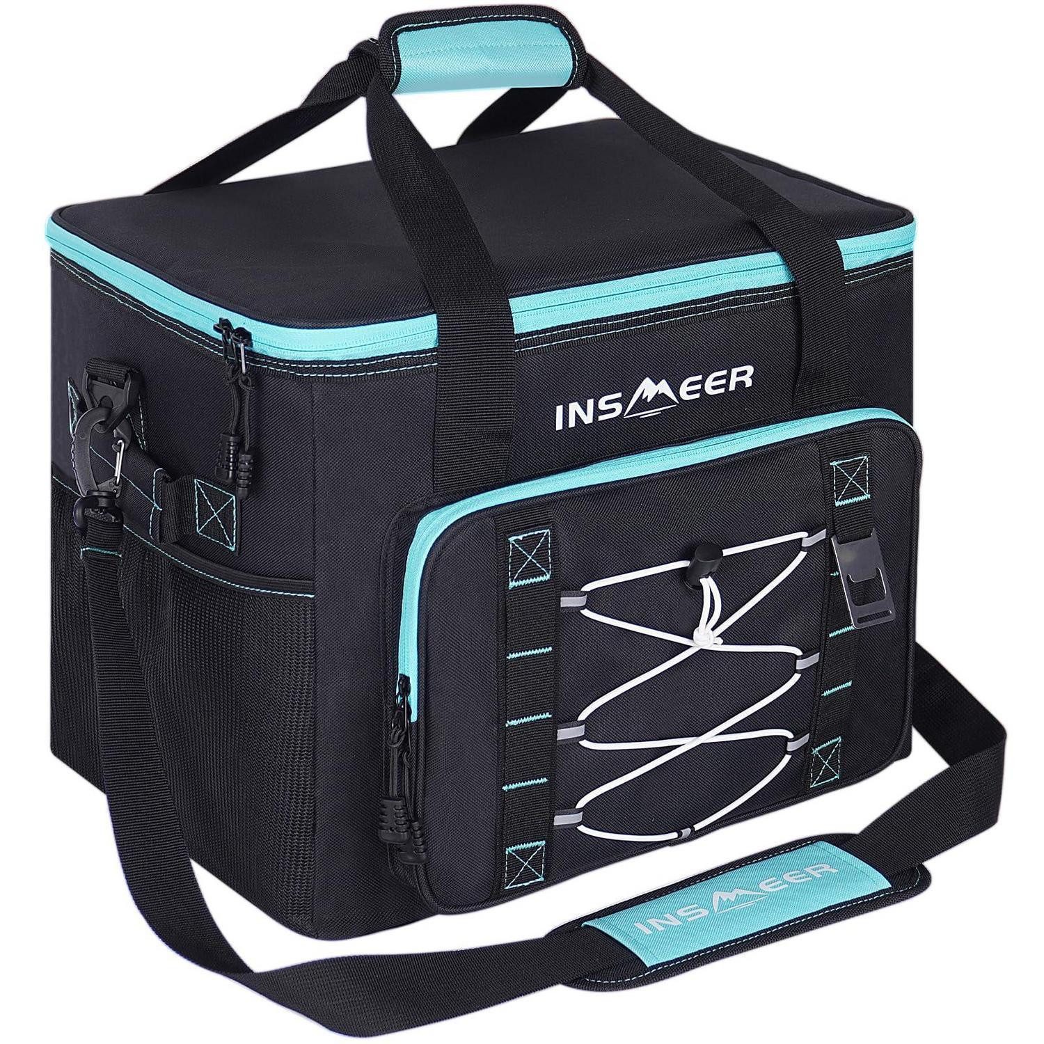LuxusKollektion Kühltasche Kühltasche 40L 60 Dosen faltbar auslaufsicher Flaschenöffner Schwarz