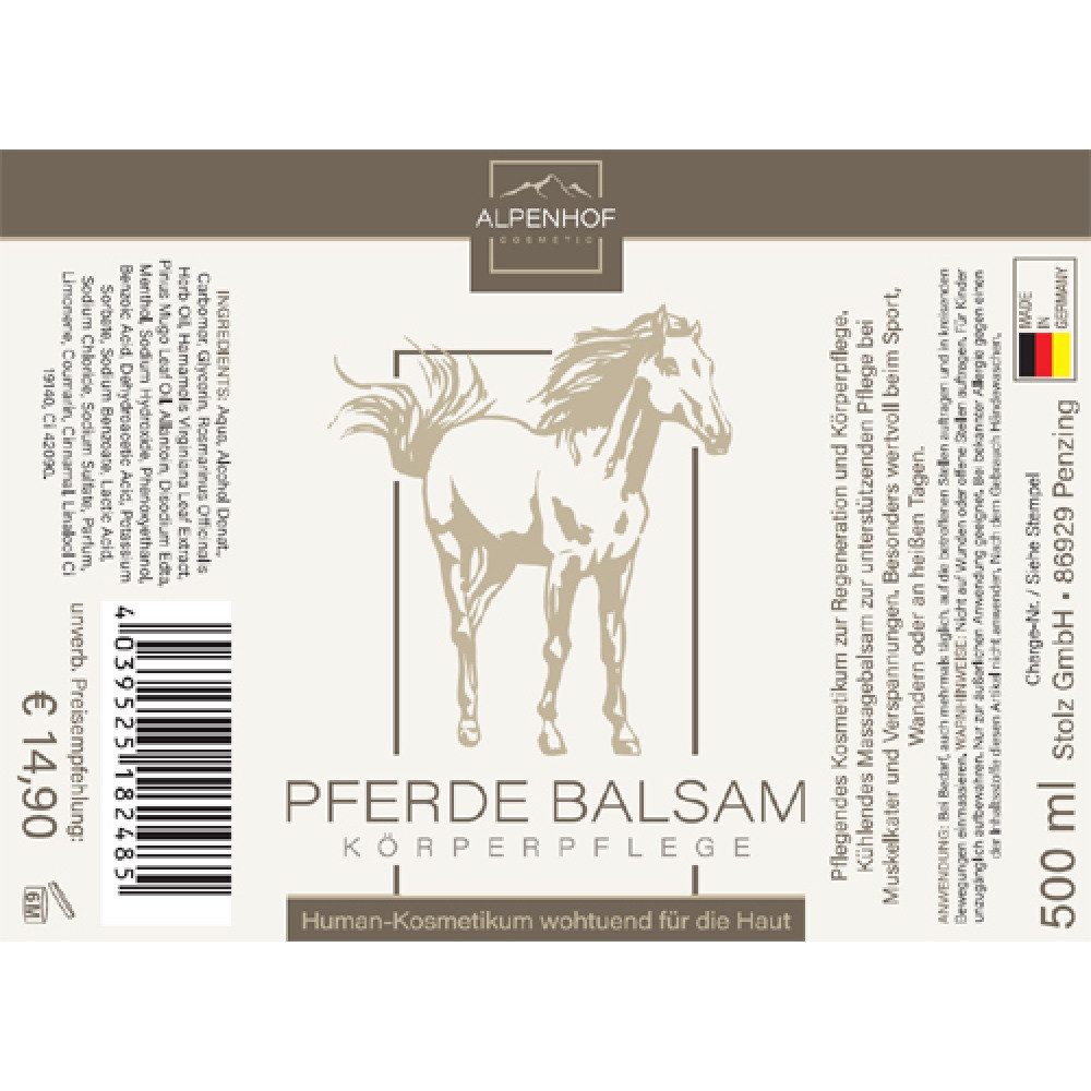 ALPENHOF Feuchtigkeitscreme Alpenhof Pferde Balsam 500ml, 1-tlg.
