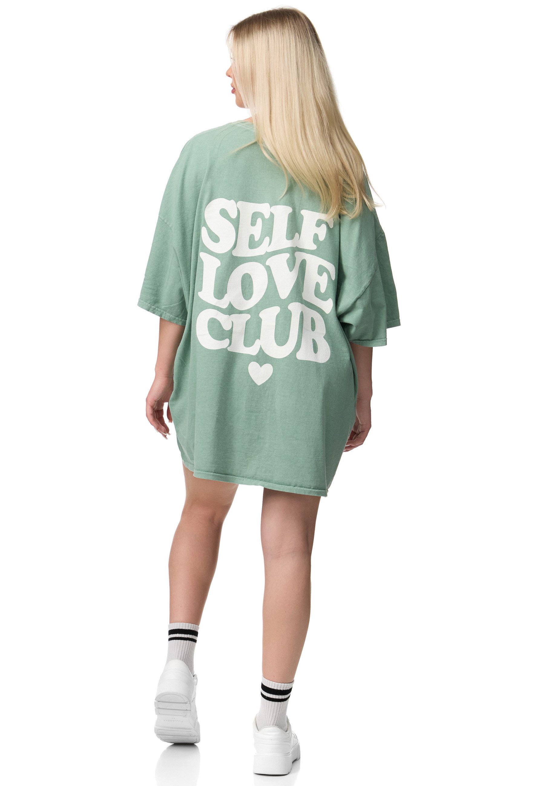Worldclassca T-Shirt Worldclassca Oversized Print LOVE CLUB T-Shirt lang Sommer Oberteil – Bild 4 von 5