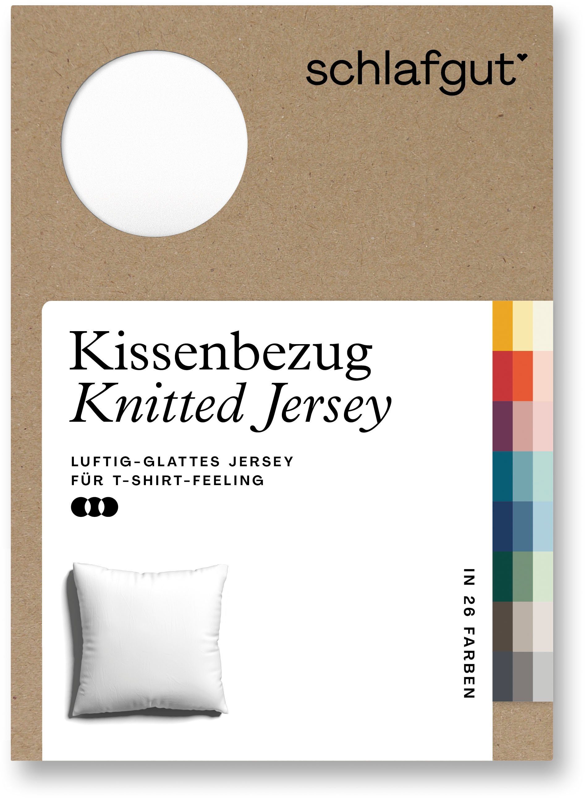 Kissenbezug Knitted Jersey aus Bio-Baumwolle mit Elasthan, bügelfrei, Schlafgut (1 Stück), besonders fein gestrickt, Kissenhülle mit farbigem Reißverschluss