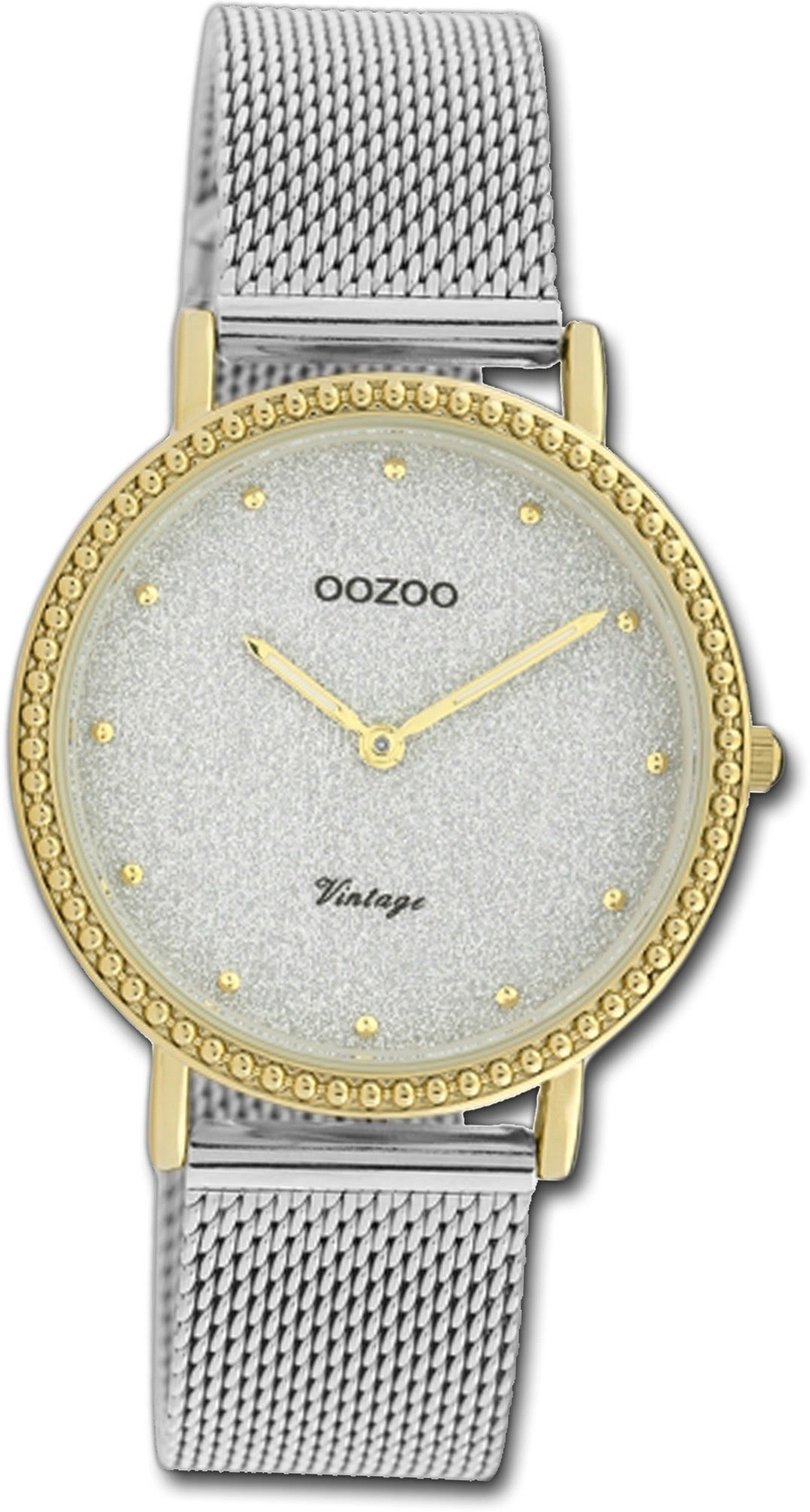 OOZOO Quarzuhr Oozoo Edelstahl Damen Uhr C20053, Damenuhr Edelstahlarmband silber, rundes Gehäuse, mittel (ca. 34mm)