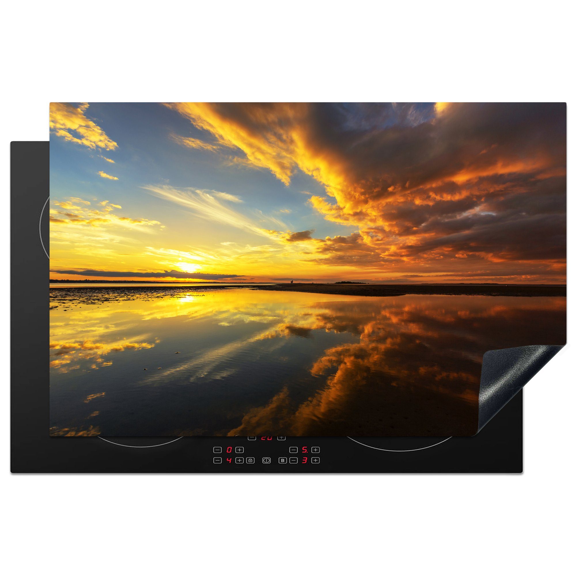 MuchoWow Herdblende-/Abdeckplatte Der helle Sonnenaufgang über dem Meer, Vinyl, (1 tlg), 81x52 cm, Induktionskochfeld Schutz für die küche, Ceranfeldabdeckung