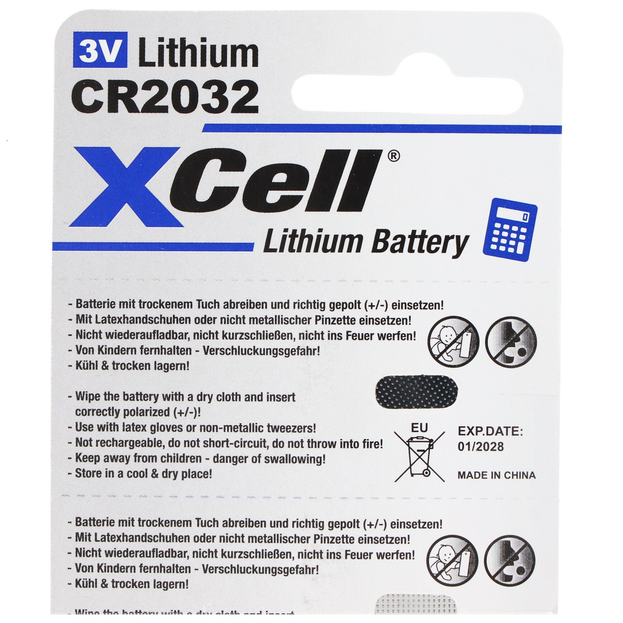 im CR2032 5er-Sparset Batterie V) (3,0 Batterien 3V, Lithium CR2032 Batterie, XCell praktisch