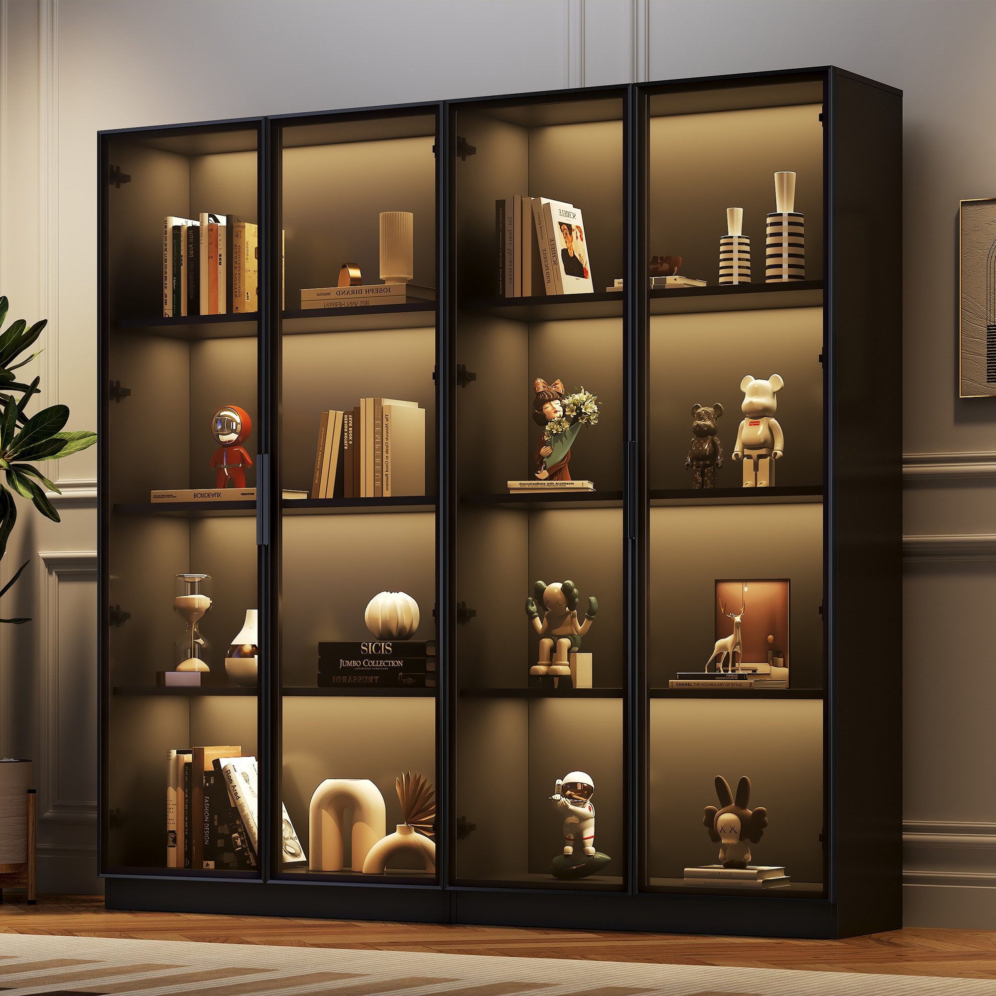 Merax Glasvitrine mit Glastüren inkl. LED günstig online kaufen