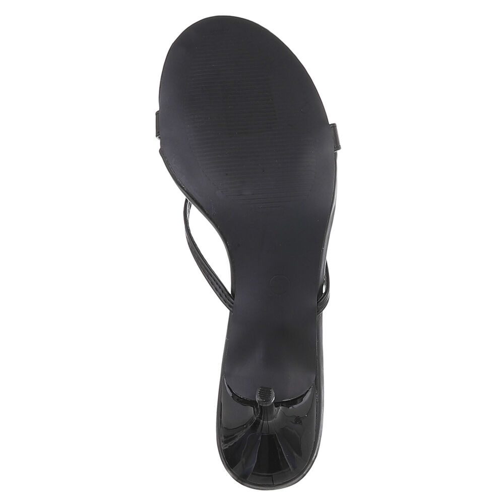 Ital-Design Elegante Damen Sandalen mit goldenem Detail für Anlässe Pantolette (91116961) Pfennig-/Stilettoabsatz Sandalen & Sandaletten in Schwarz