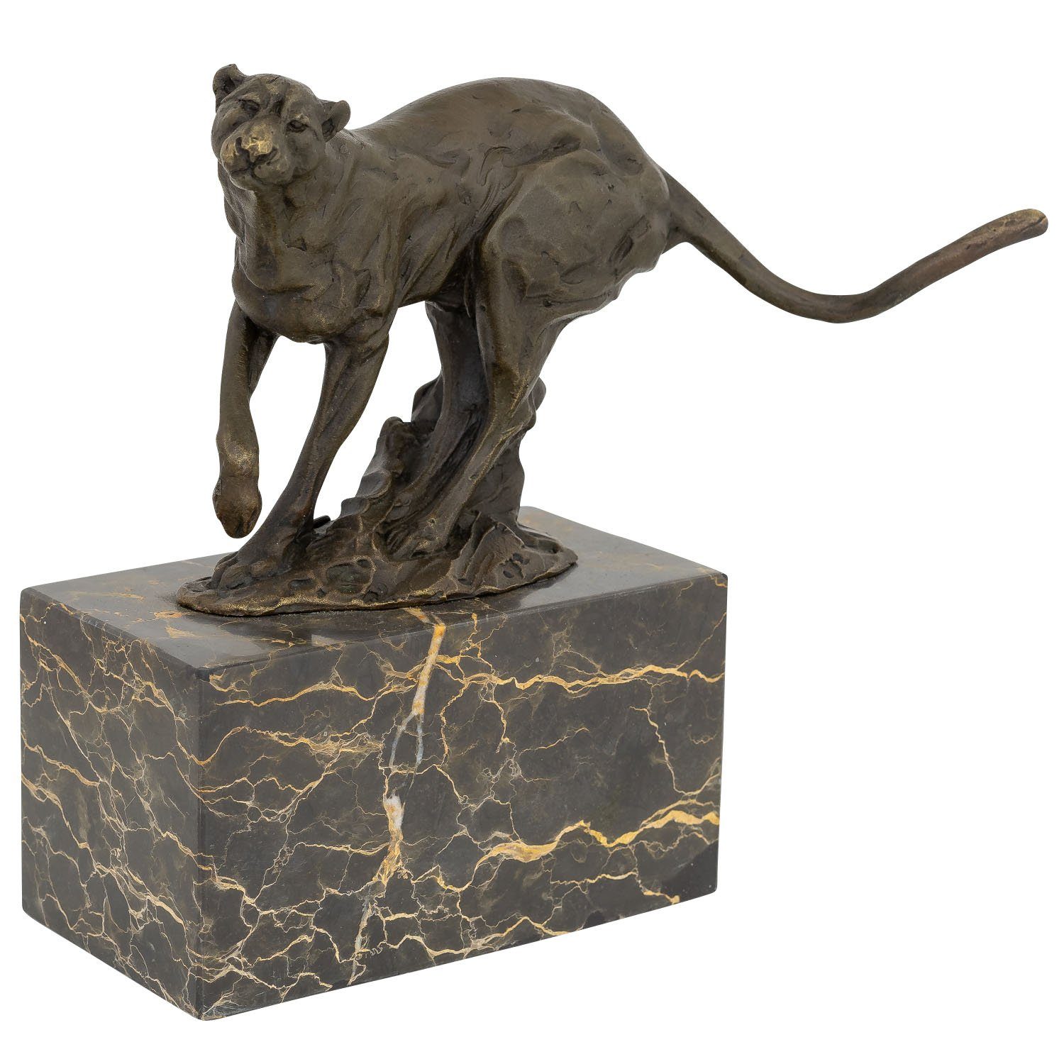 Aubaho Skulptur Bronzeskulptur Puma Raubkatze im Antik-Stil Bronze Figur 20cm