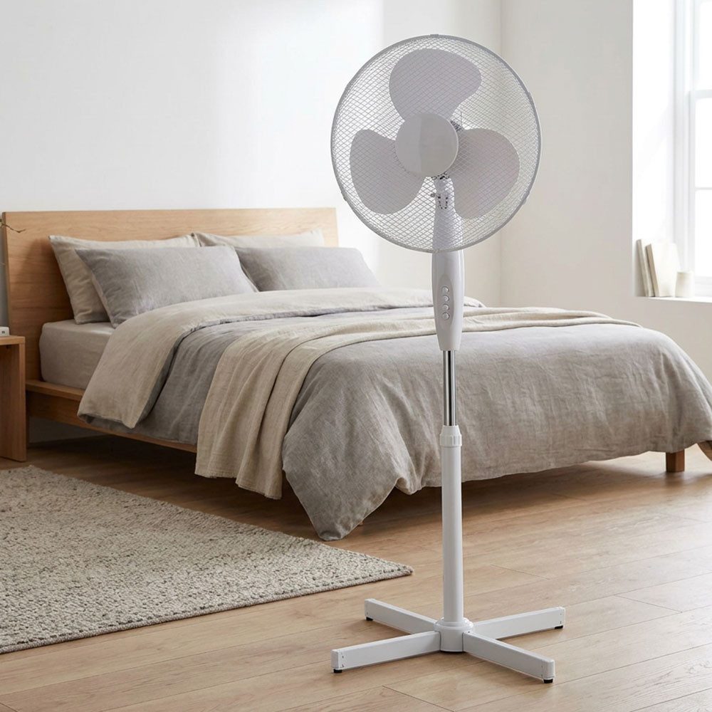 V-TAC Standventilator, Standventilator Metall weiß 3-Stufen Höhenverstellbar H 120 cm