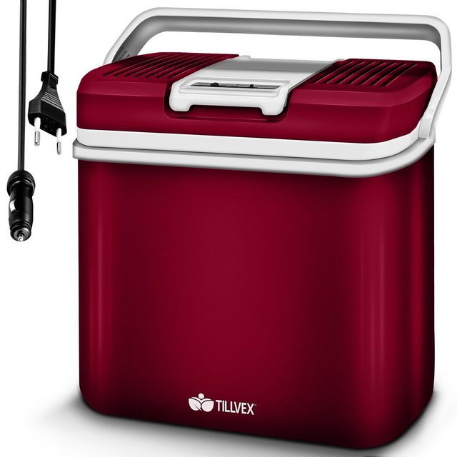 tillvex Kühlbox elektrisch 24L Mini-Kühlschrank 230 V und 12 V für KFZ Auto Camping