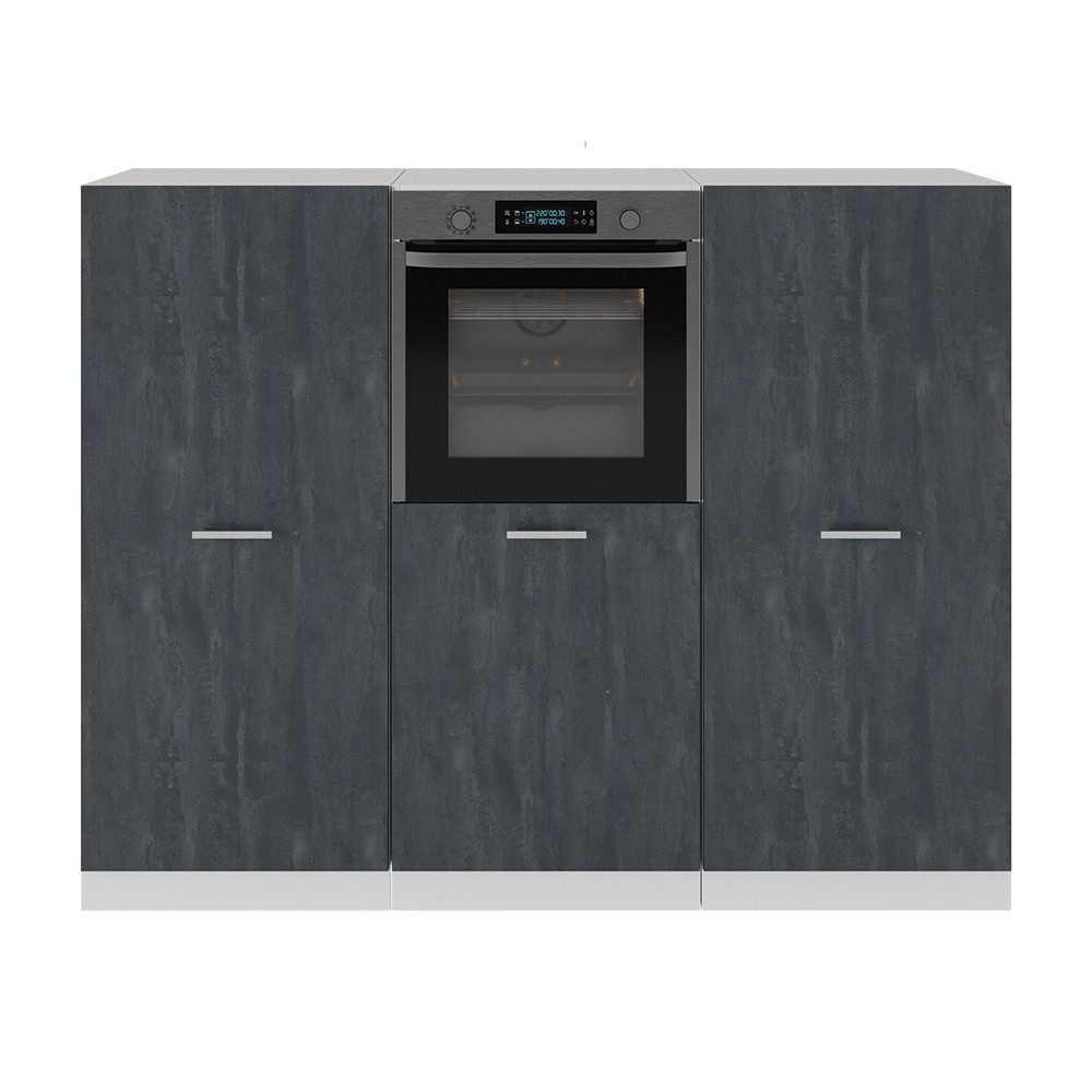 Vicco Küchenzeile R-Line, Schwarz Beton/Weiß, 180 cm ohne Arbeitsplatte