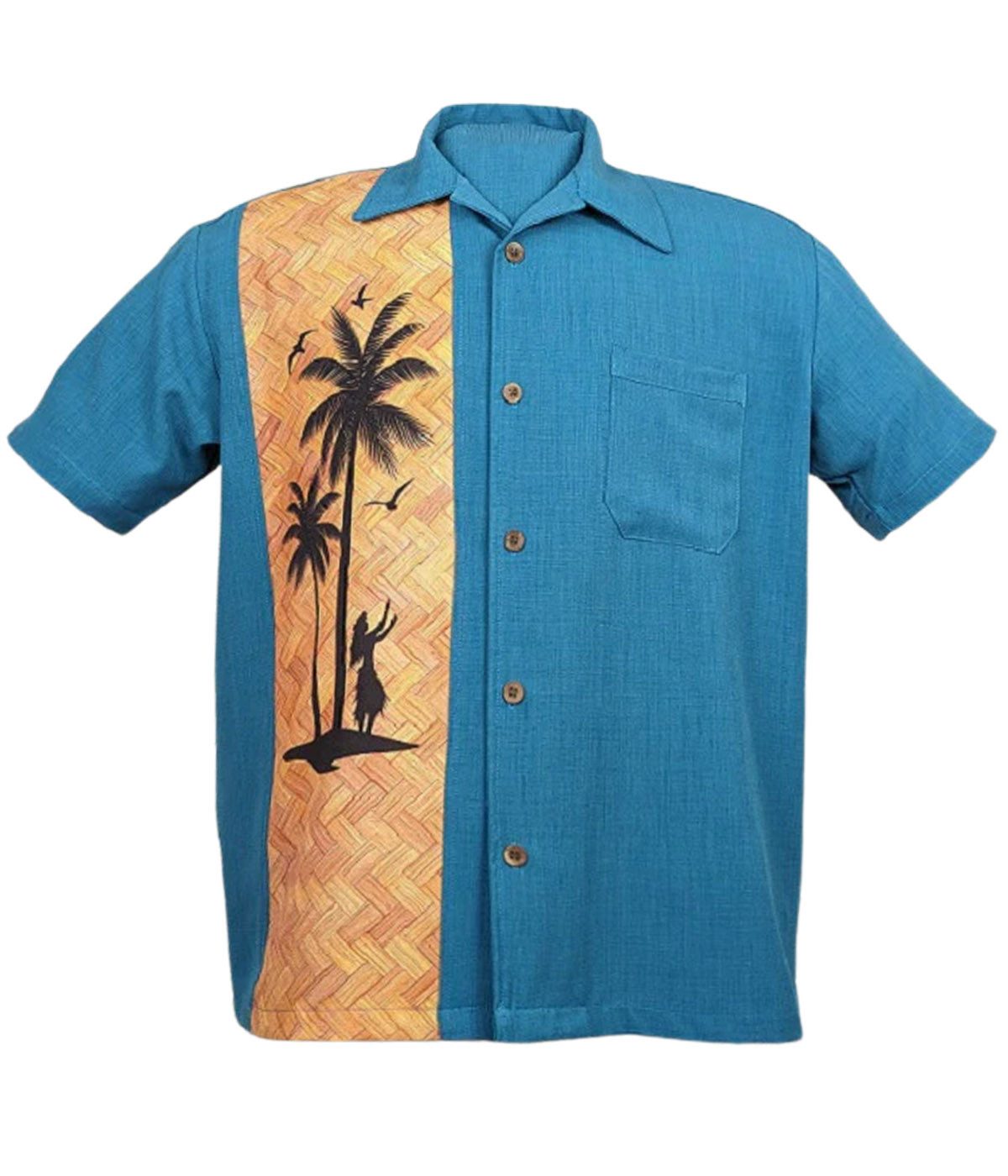 Steady Clothing Kurzarmhemd Hula Palm Pacific Bowling Shirt Vintage Retro Rockabilly
