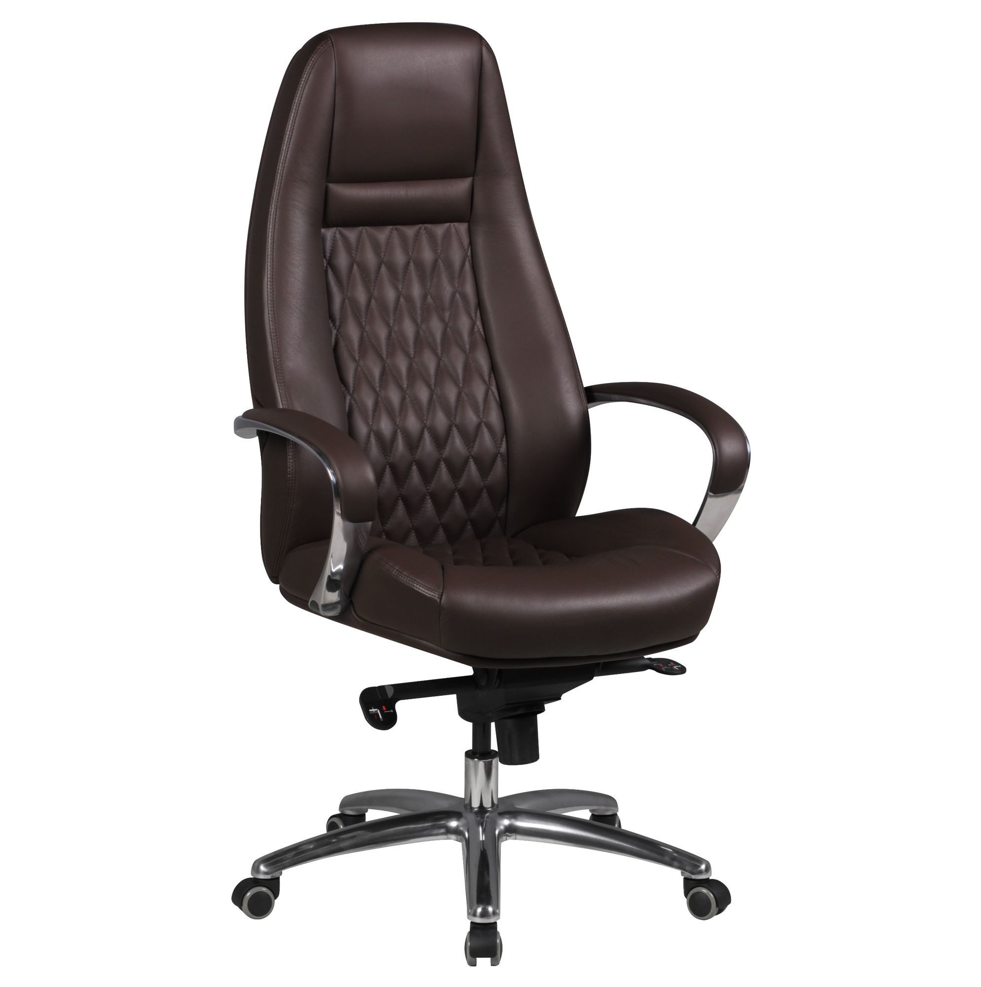 FINEBUY Chefsessel Bürostuhl Echtleder Schreibtischstuhl ergonomisch Drehstuhl (Bürostuhl AUSTIN Echtleder Braun 120 kg), Schreibtischstuhl Hohe Rückenlehne mit Kopfstütze