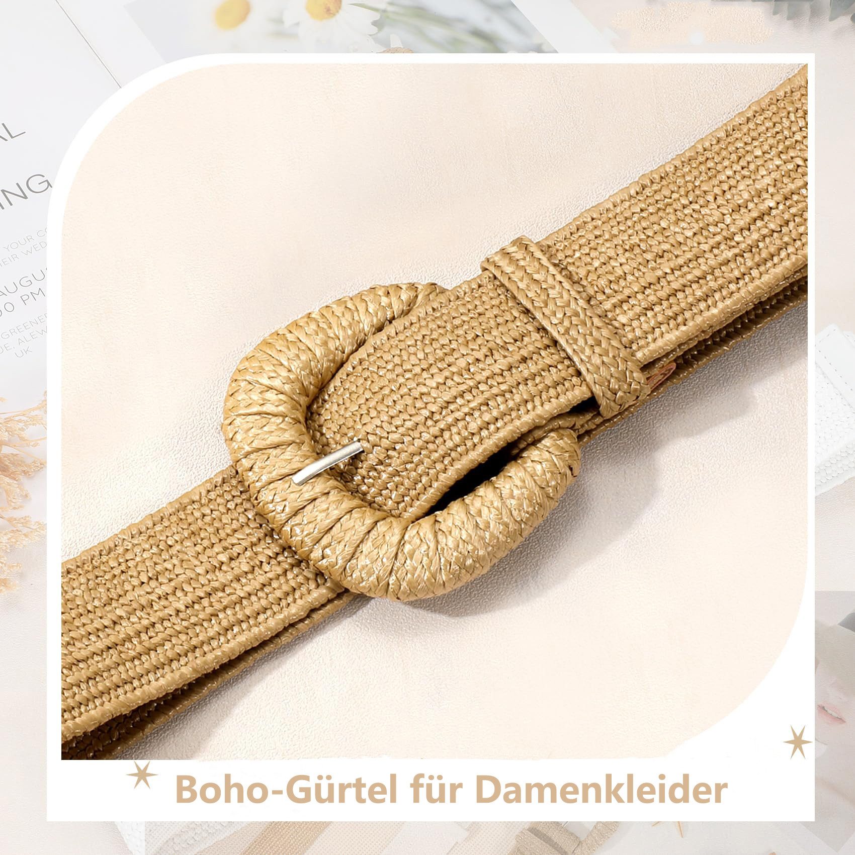 Zaewry Flechtgürtel Gürtel für Damen und Herren breiter Taillengürtel Gürtel Elastische gewebter Boho-Gürtel mit Verstellbarer für Kleider