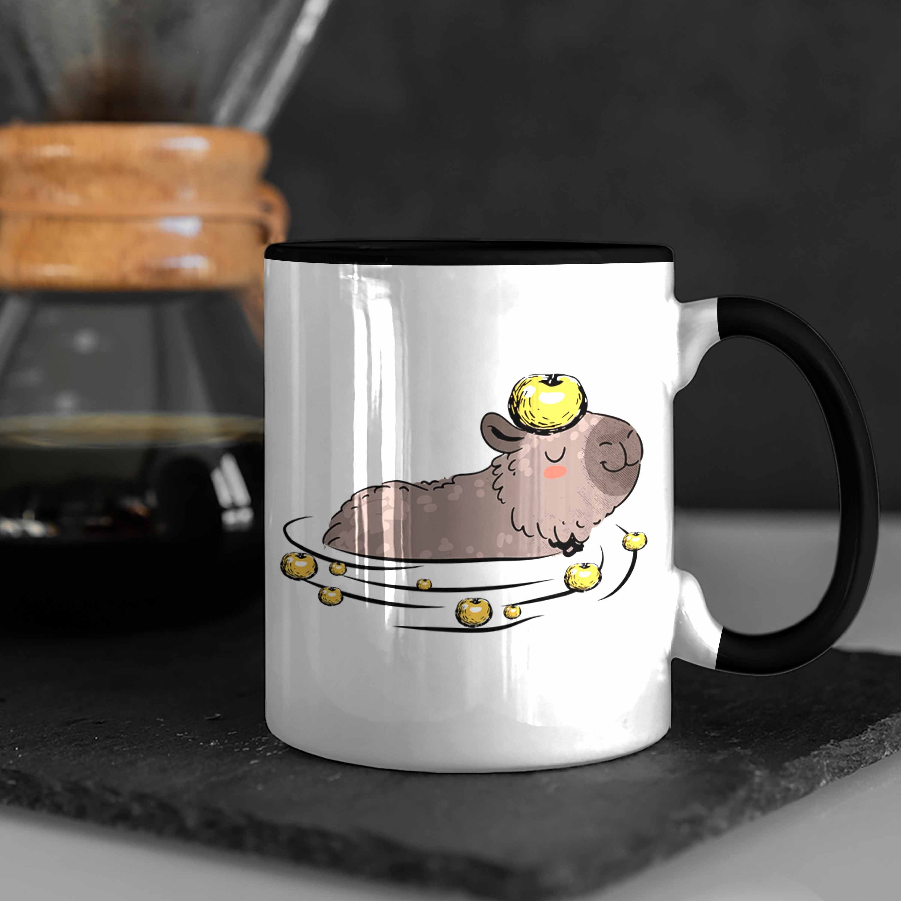 für Capybara-Motiv Liebhaber Geschenk Tasse Tasse mit Capybara Schwarz Trendation