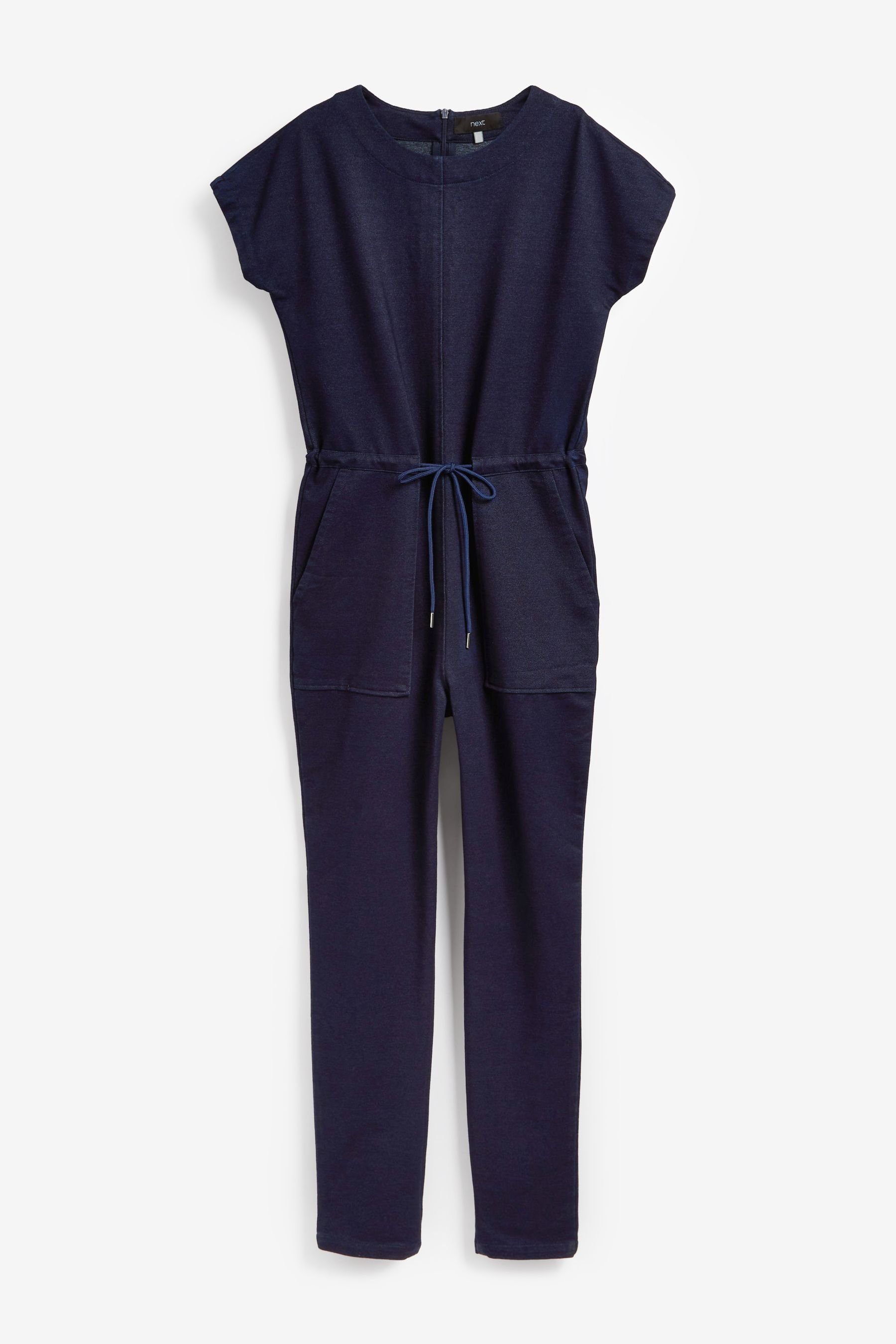 Next Jumpsuit Denim-Overall aus Jersey mit Bindegürtel (1-tlg)