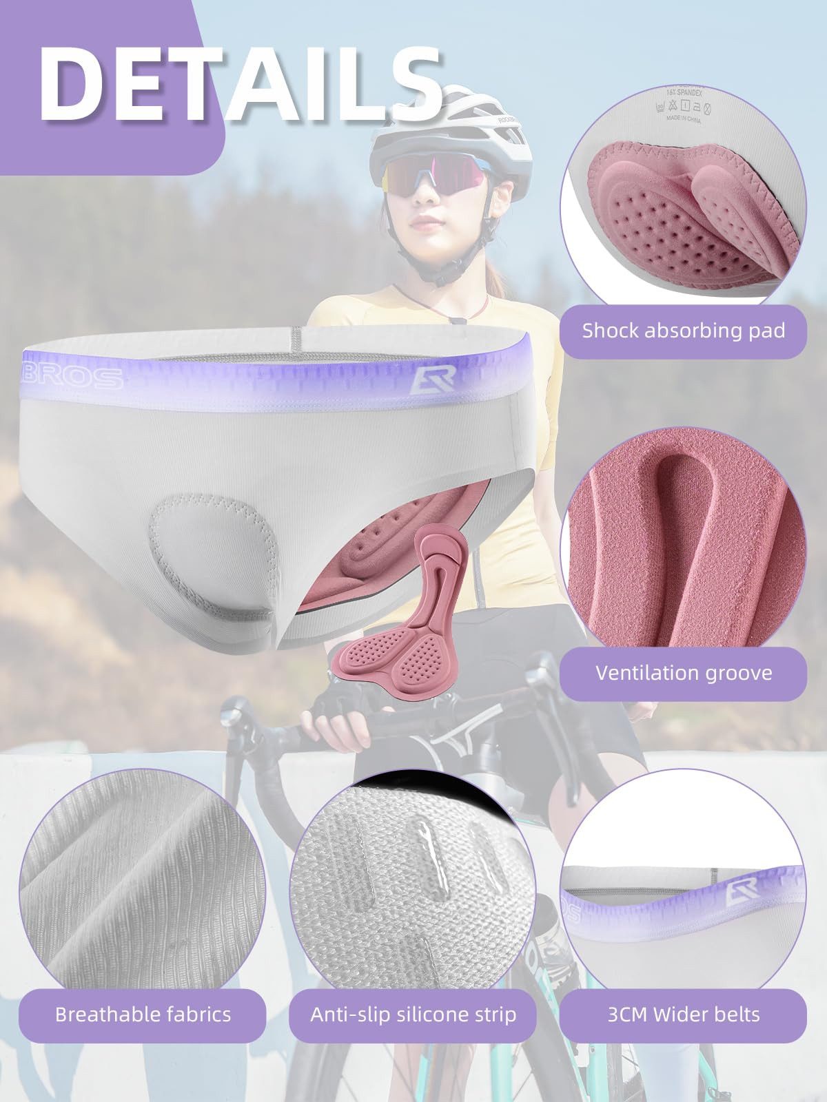 ROCKBROS Radlerhose Damen 4D Padded Bike Shorts (Radunterwäsche, Fahrrad Mountainbike Rennrad) Undershorts für Damen XS-XL
