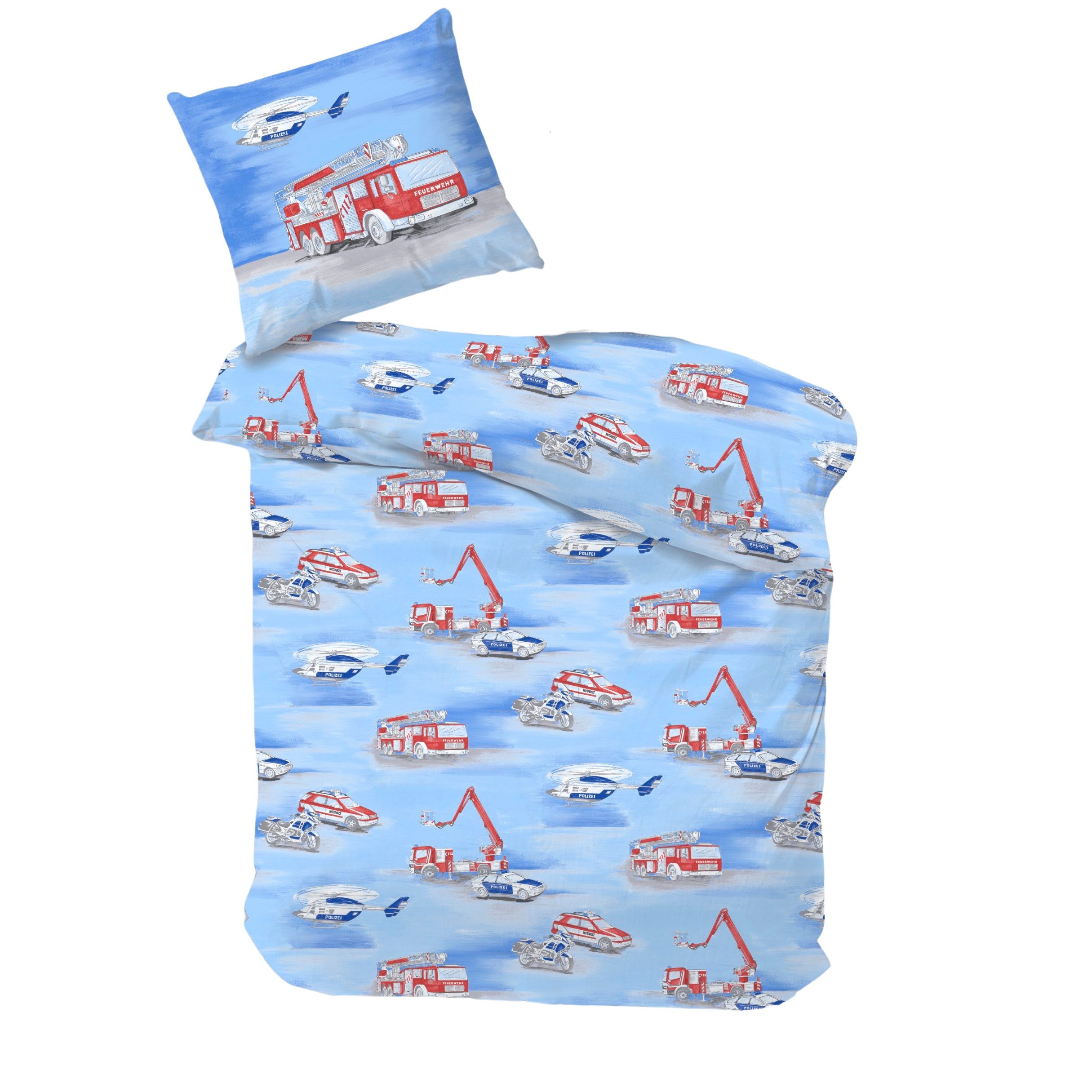 MTOnlinehandel Kinderbettwäsche Blaulicht-Helden • Polizei & Feuerwehr 135x günstig online kaufen