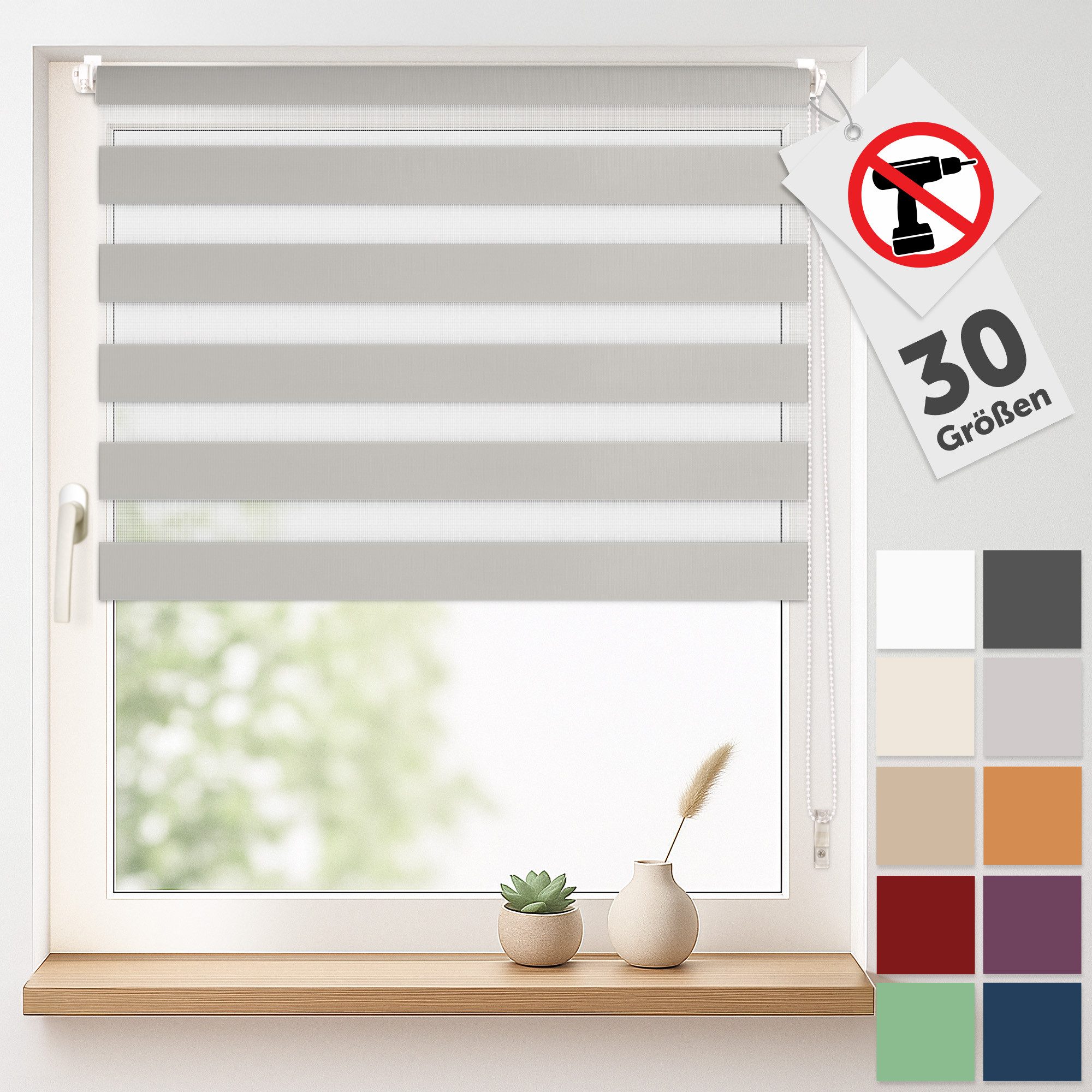 Doppelrollo Doppelrollo Klemmfix ohne Bohren, Blumtal, Klemmfix, individuell einstellbare Rollos